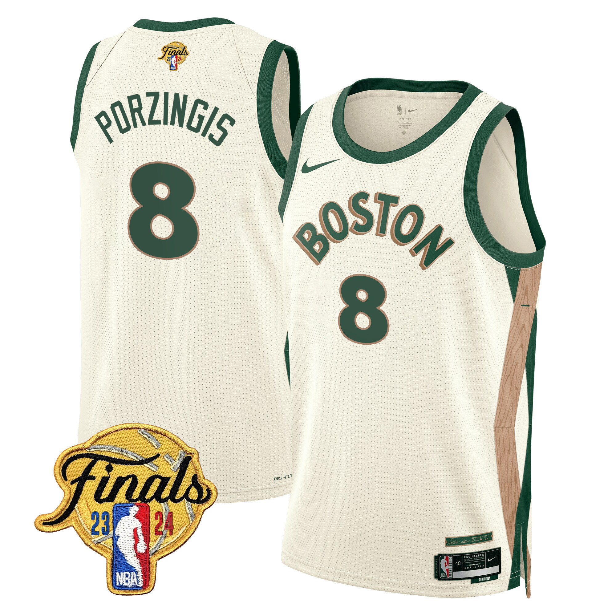 Kristaps Porzingis Men's Boston Celtics 2024 Finals Patch Swingman 23/24 City Jersey - All Stitched