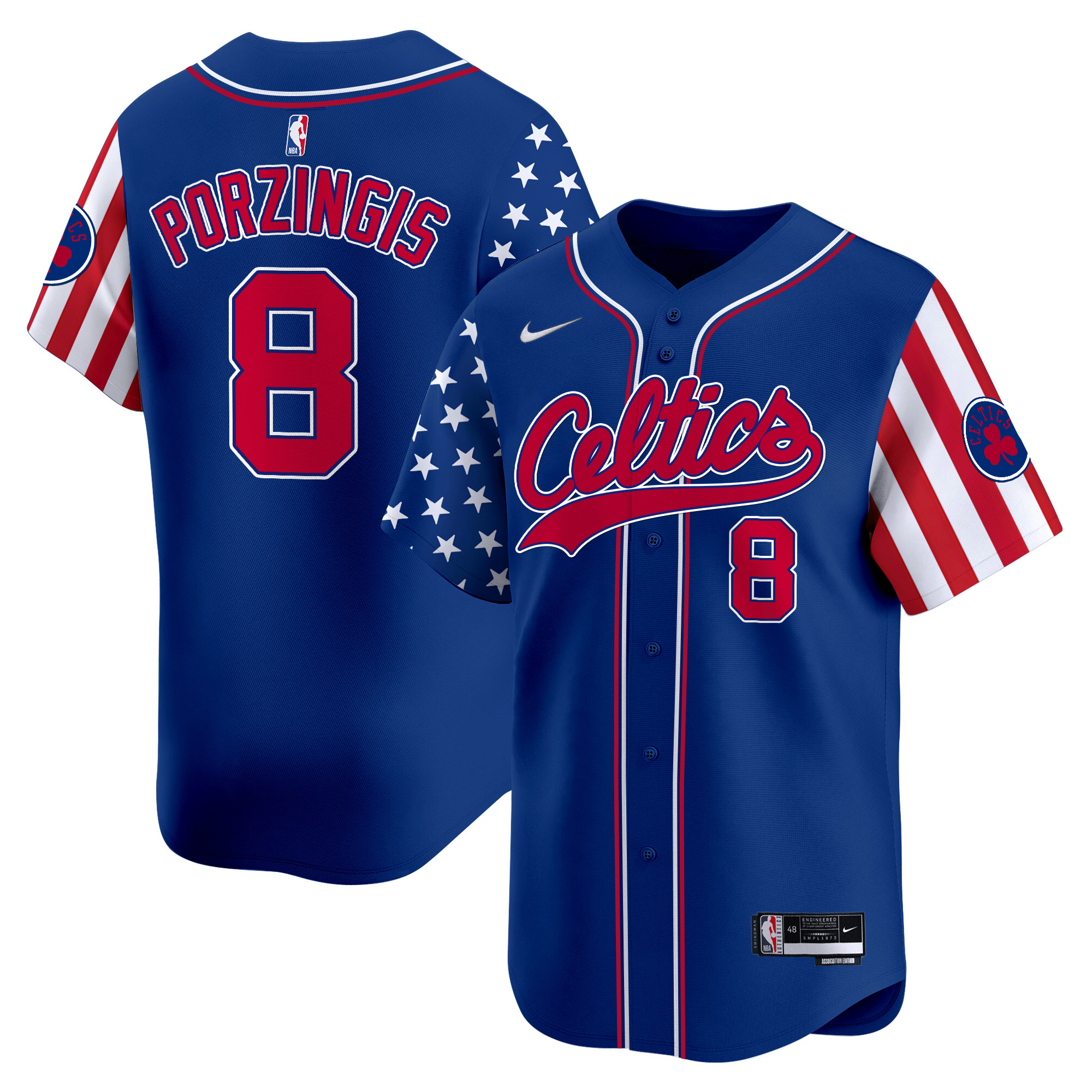 Kristaps Porzingis Men's Boston Celtics 2024 Independence Day Vapor Premier Limited Royal Jersey - All Stitched