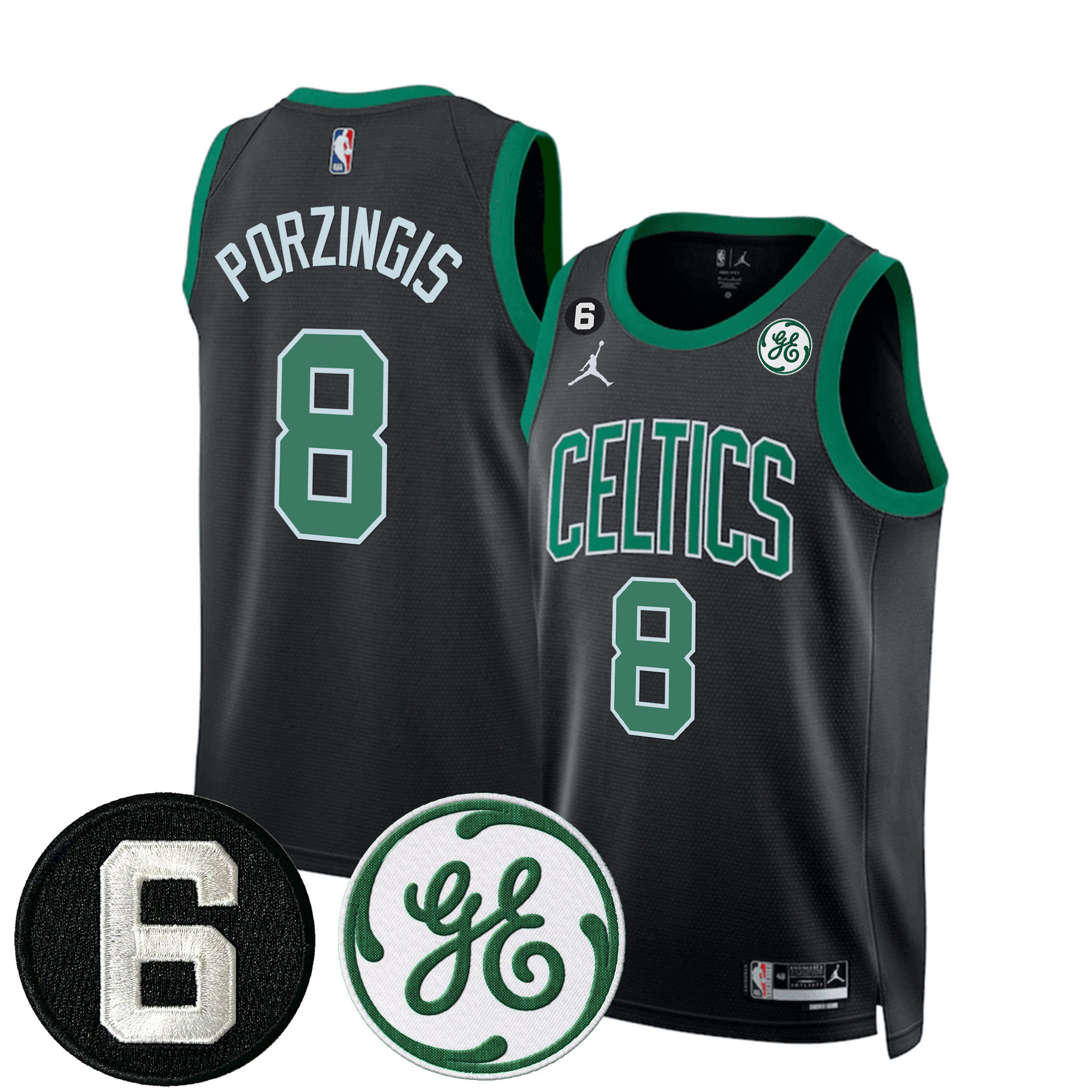 Kristaps Porzingis Men's Boston Celtics Bill Russell & John Havlicek Patch Statement Jersey - All Stitched