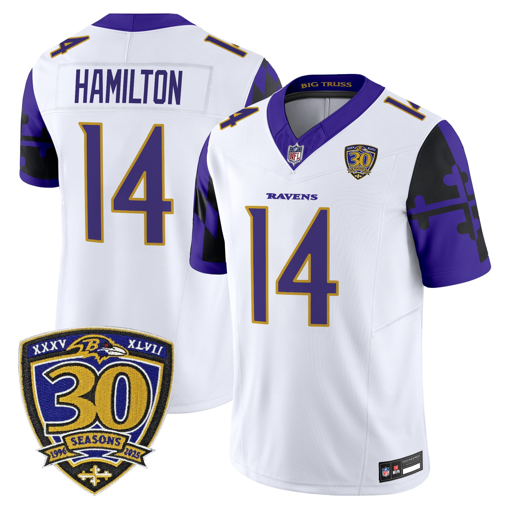 Kyle Hamilton Men's Baltimore Ravens Maryland Flag Edition Vapor Limited White Jersey - All Stitched