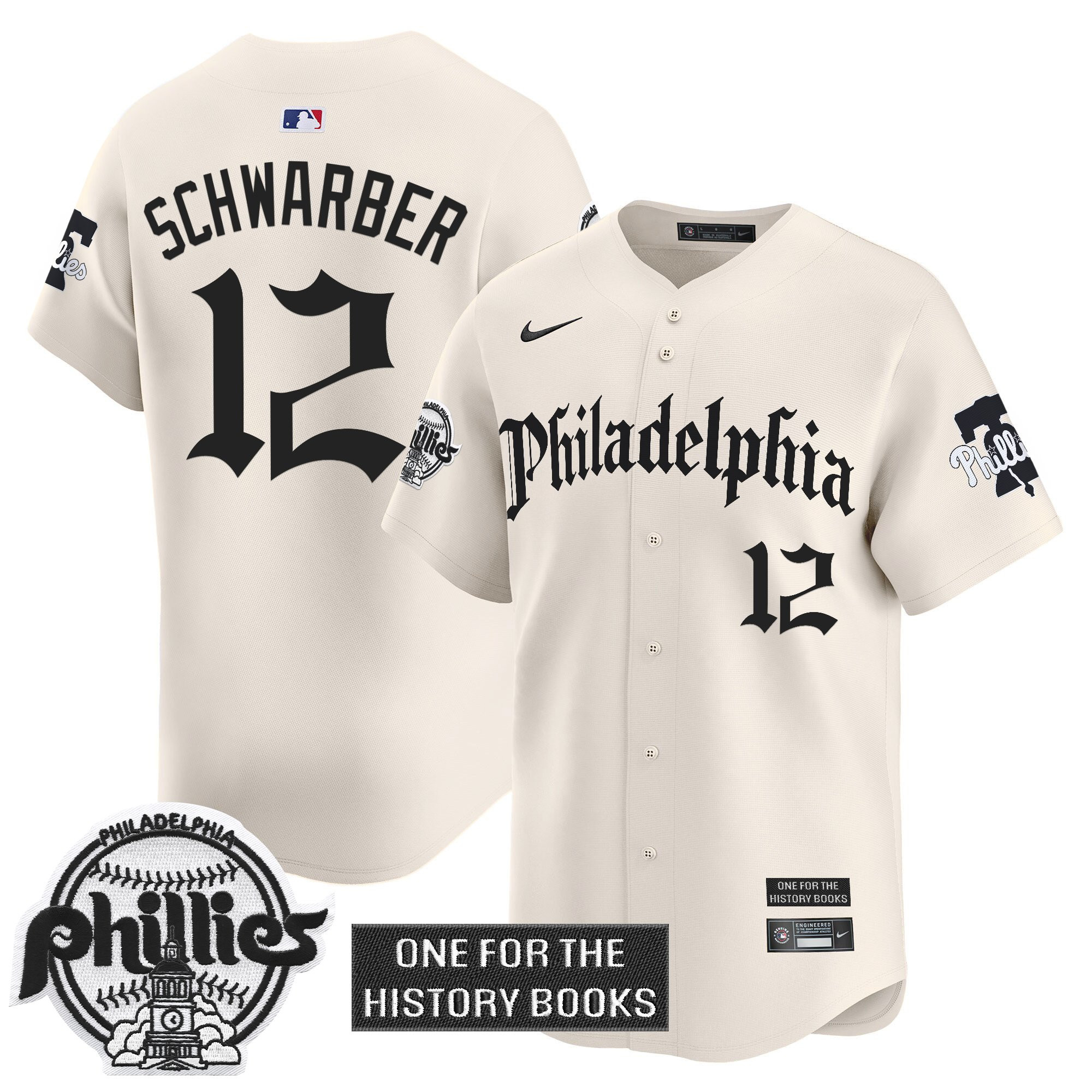 Kyle Schwarber Men's Philadelphia Phillies Retro Newspaper Edition Vapor Premier Limited Cream Jersey - All Stitched
