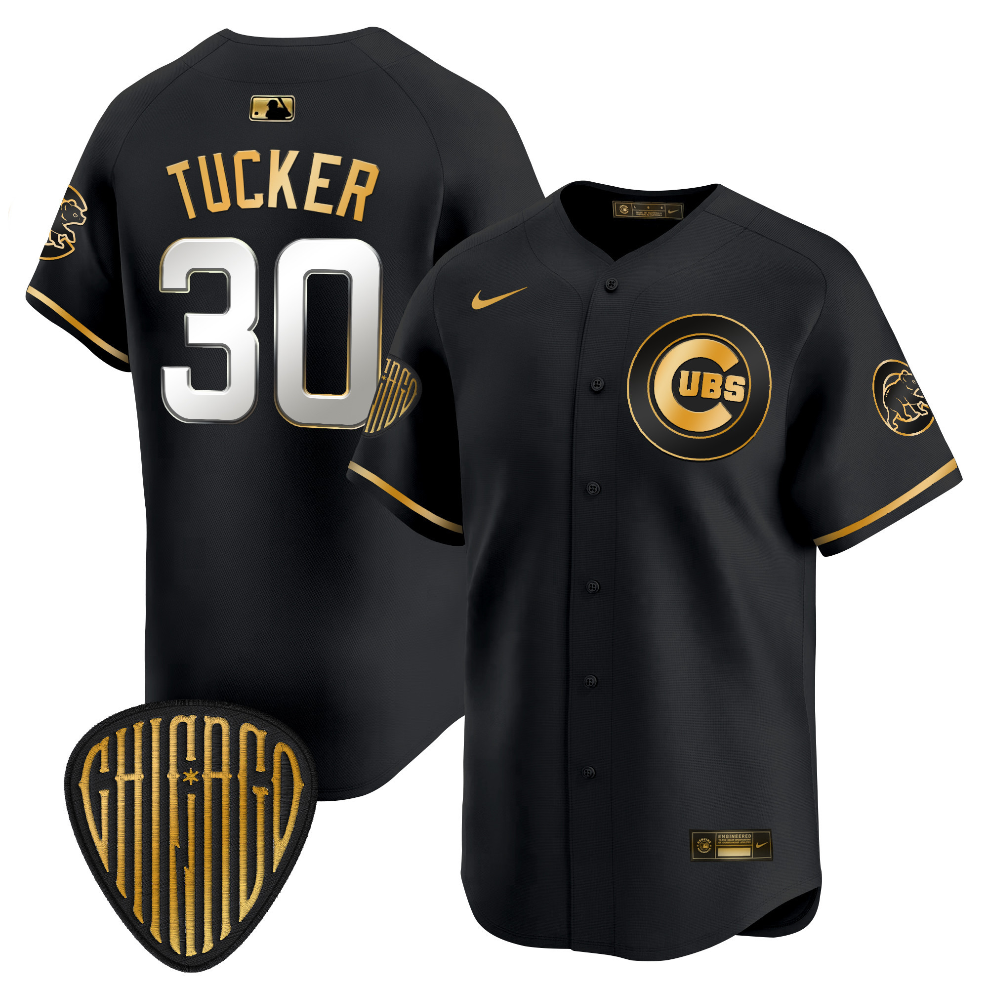 Kyle Tucker Men's Chicago Cubs 2025 Vapor Premier Limited Black Gold Jersey - All Stitched