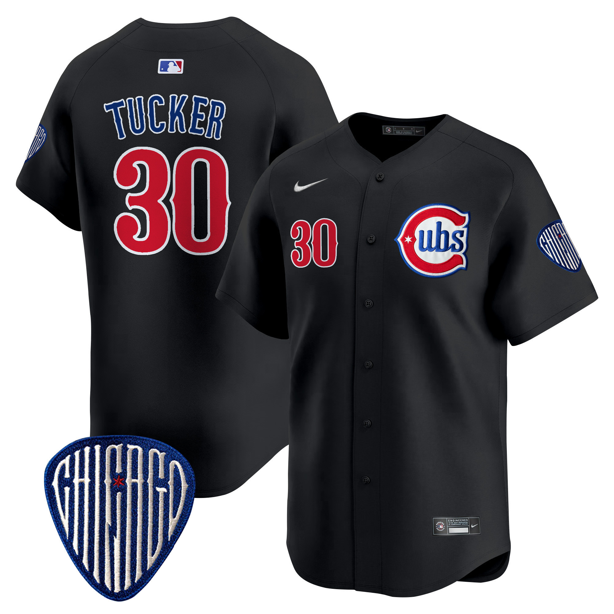 Kyle Tucker Men's Chicago Cubs Blue Alternate Vapor Premier Limited Black Jersey - All Stitched