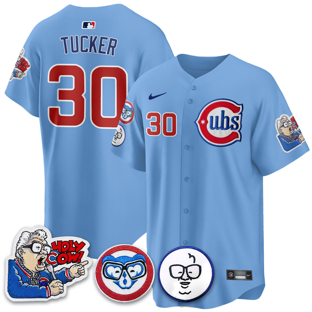 Kyle Tucker Men's Chicago Cubs Harry Caray Holy Cow Patch Premier Limited Blue Jersey - All Stitched