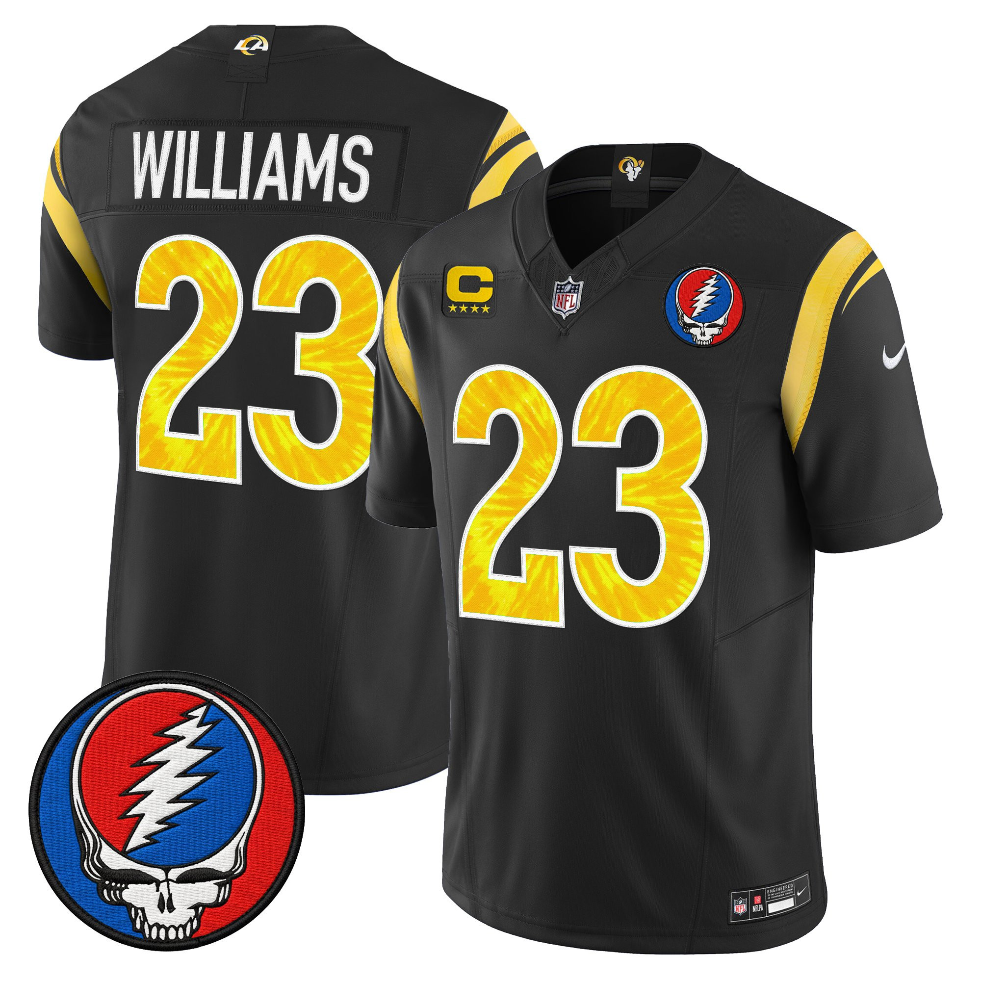 Kyren Williams Men's Los Angeles Rams x Grateful Dead Vapor Limited Black Jersey - All Stitched