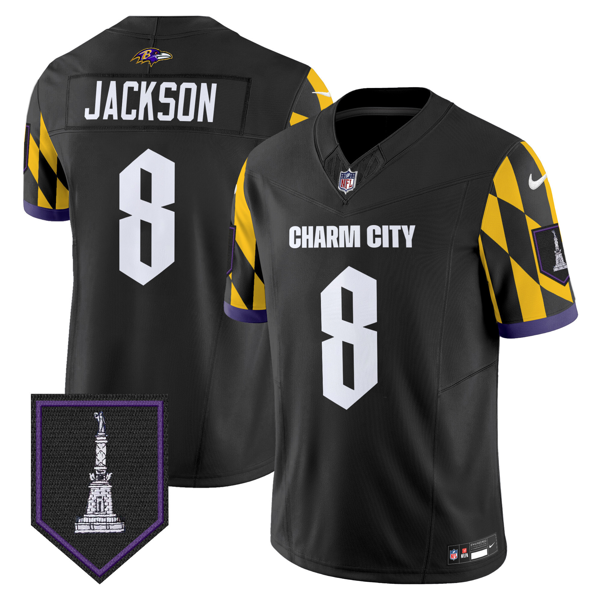 Lamar Jackson Men's Baltimore Ravens City Edition Patch Vapor Limited Black Jersey - All Stitched