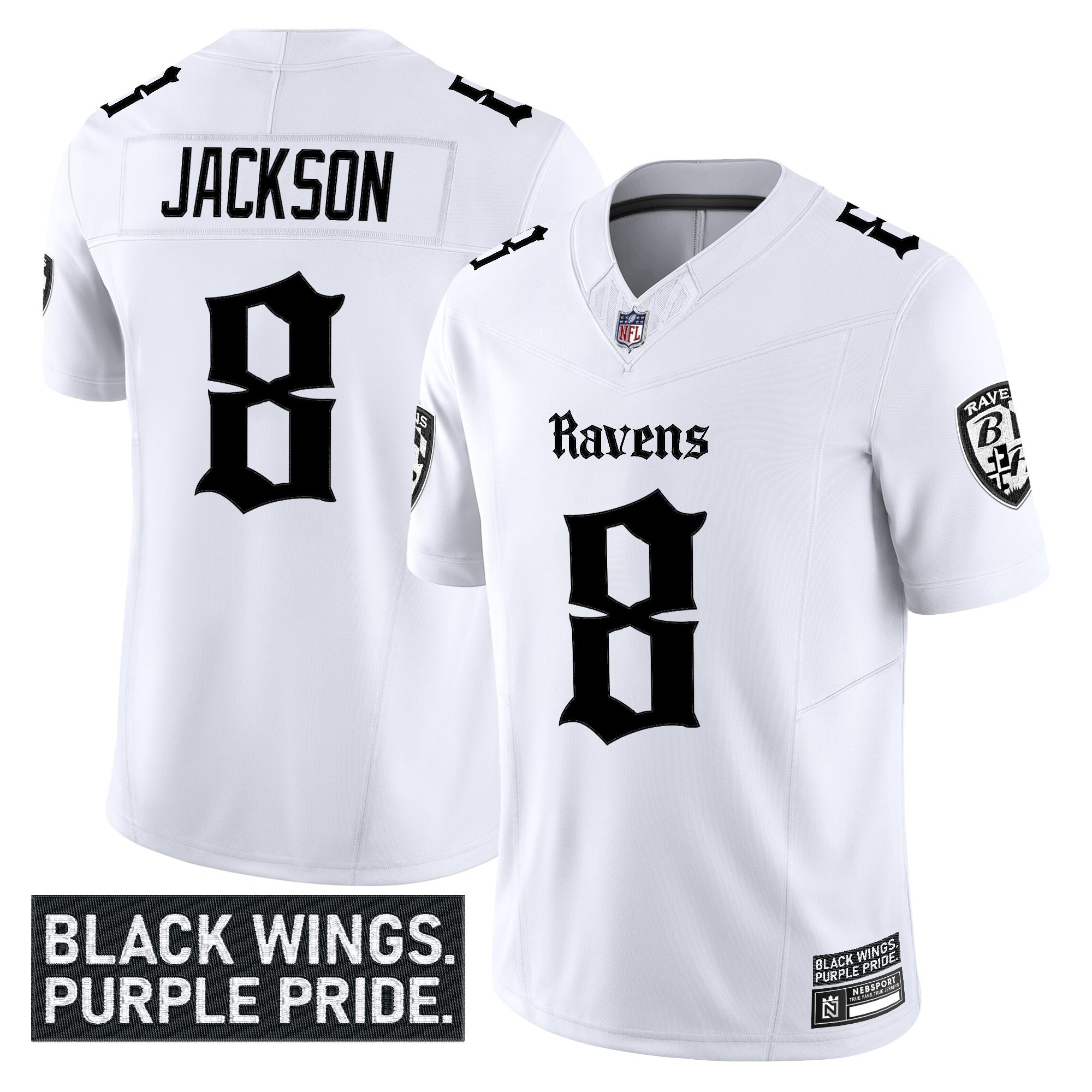 Lamar Jackson Men's Baltimore Ravens Gothic Nevermore Edition Vapor Limited White Jersey - All Stitched