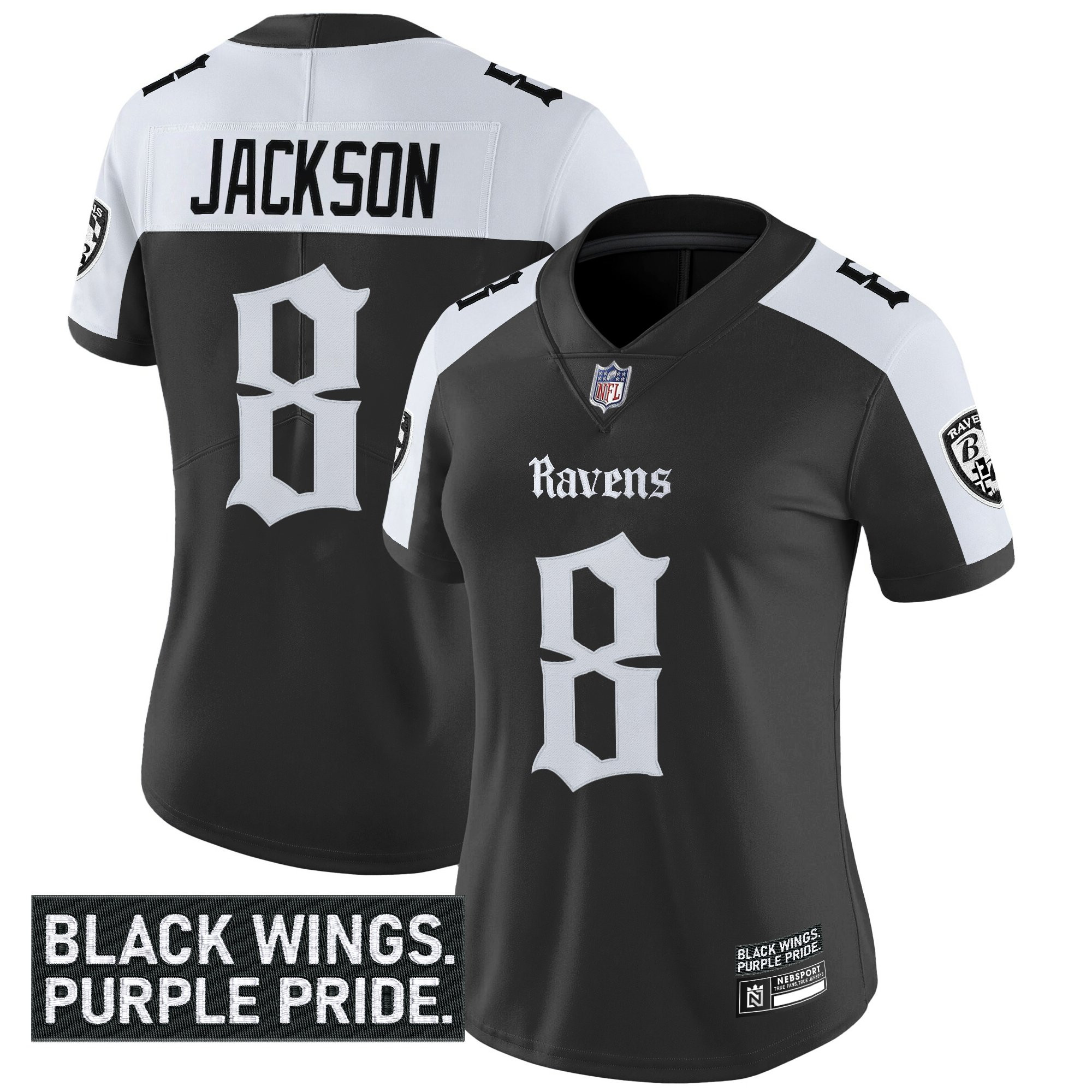 Lamar Jackson Women's Baltimore Ravens Gothic Nevermore Edition Vapor Limited Alternate Jersey - All Stitched