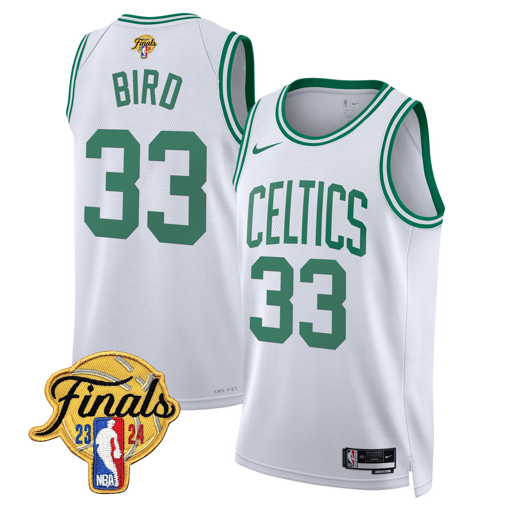 Larry Bird Men's Boston Celtics 2024 Finals Patch Swingman Association Jersey V2 - All Stitched