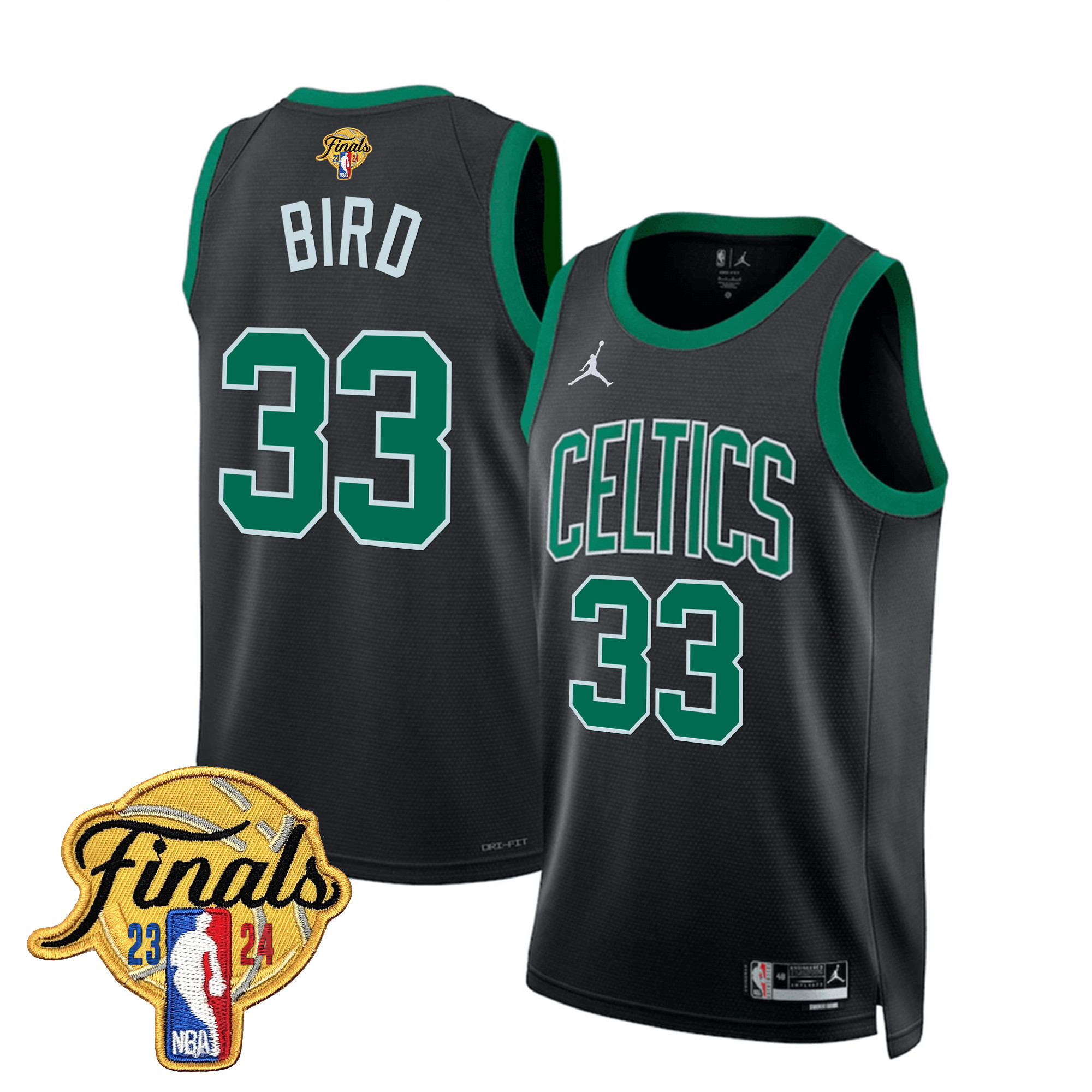Larry Bird Men's Boston Celtics 2024 Finals Patch Swingman Statement Jersey V2 - All Stitched