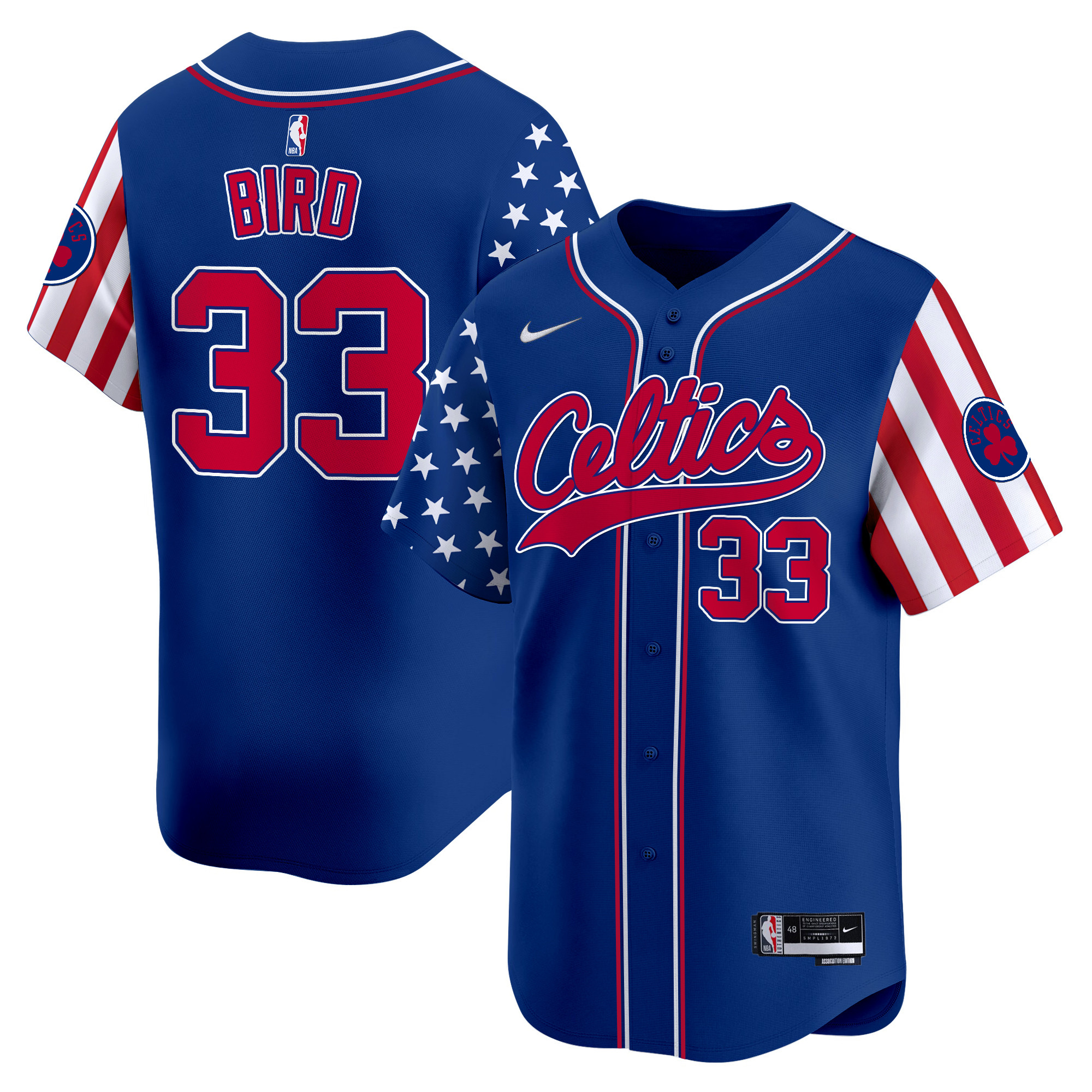 Larry Bird Men's Boston Celtics 2024 Independence Day Vapor Premier Limited Royal Jersey - All Stitched