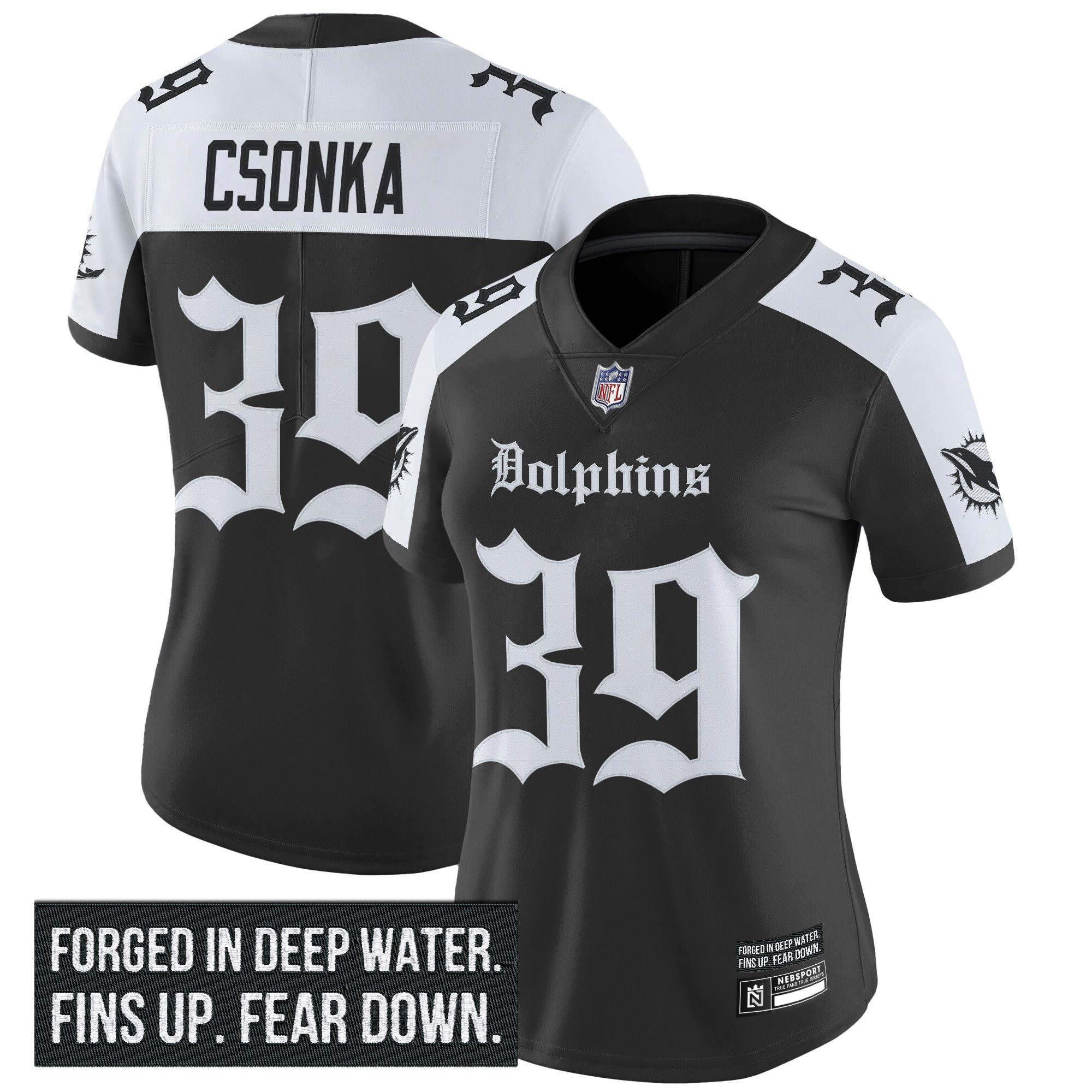 Larry Csonka Women's Miami Dolphins Gothic Deep Water Edition Vapor Limited Alternate Jersey - All Stitched