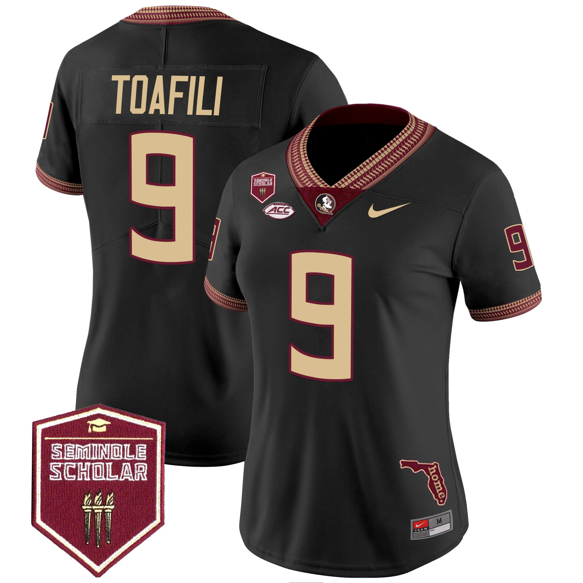 Lawrance Toafili Women's Florida State Seminoles 2025 Seminole Scholar Patch Vapor Limited Black Jersey - All Stitched