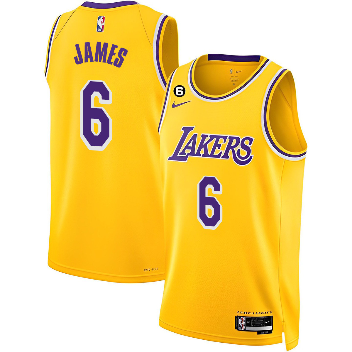 LeBron James Men's Los Angeles Lakers 2023 Gold Jersey Collection - All Stitched