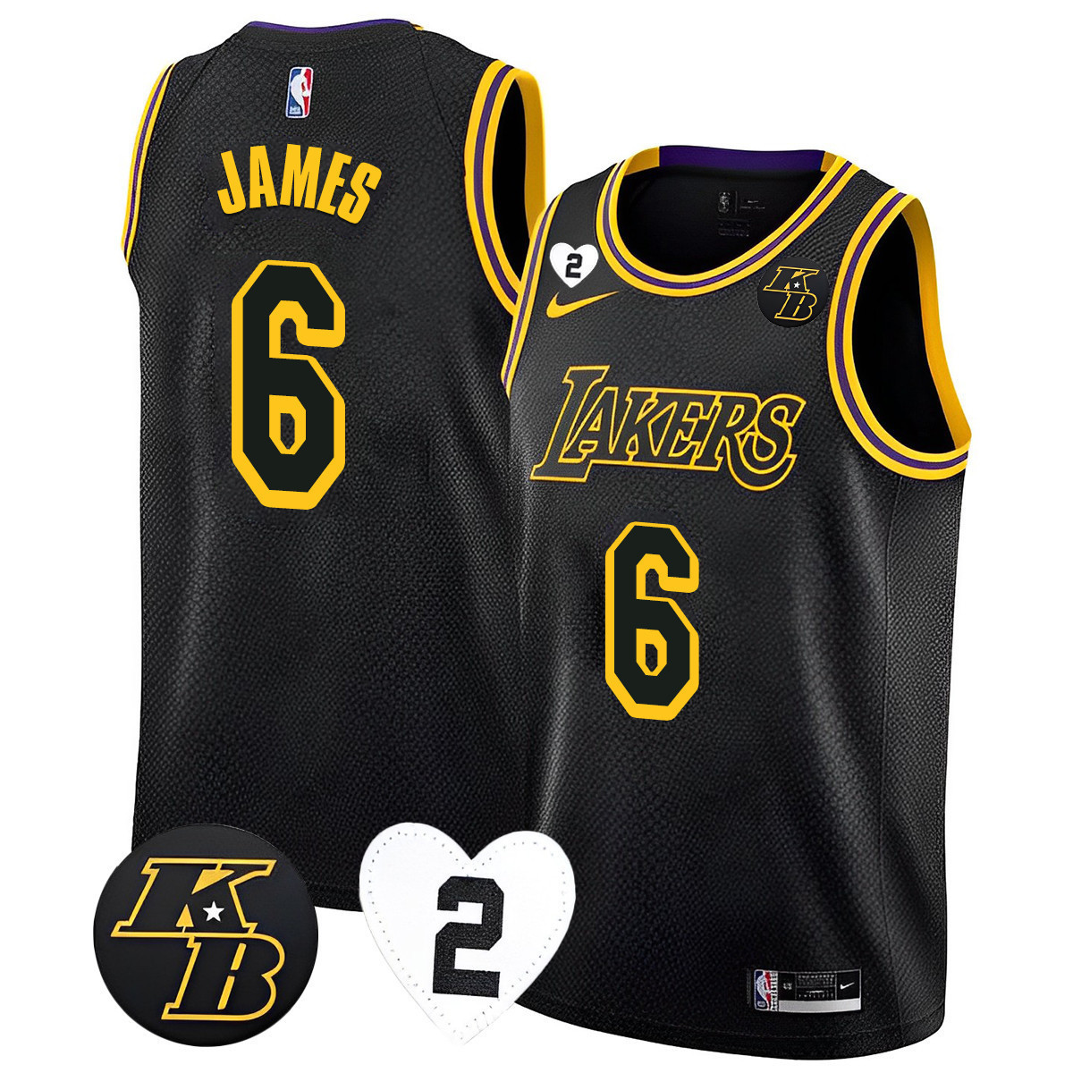 LeBron James Men's Los Angeles Lakers 2023 Kobe & GiGi Jersey Collection - All Stitched