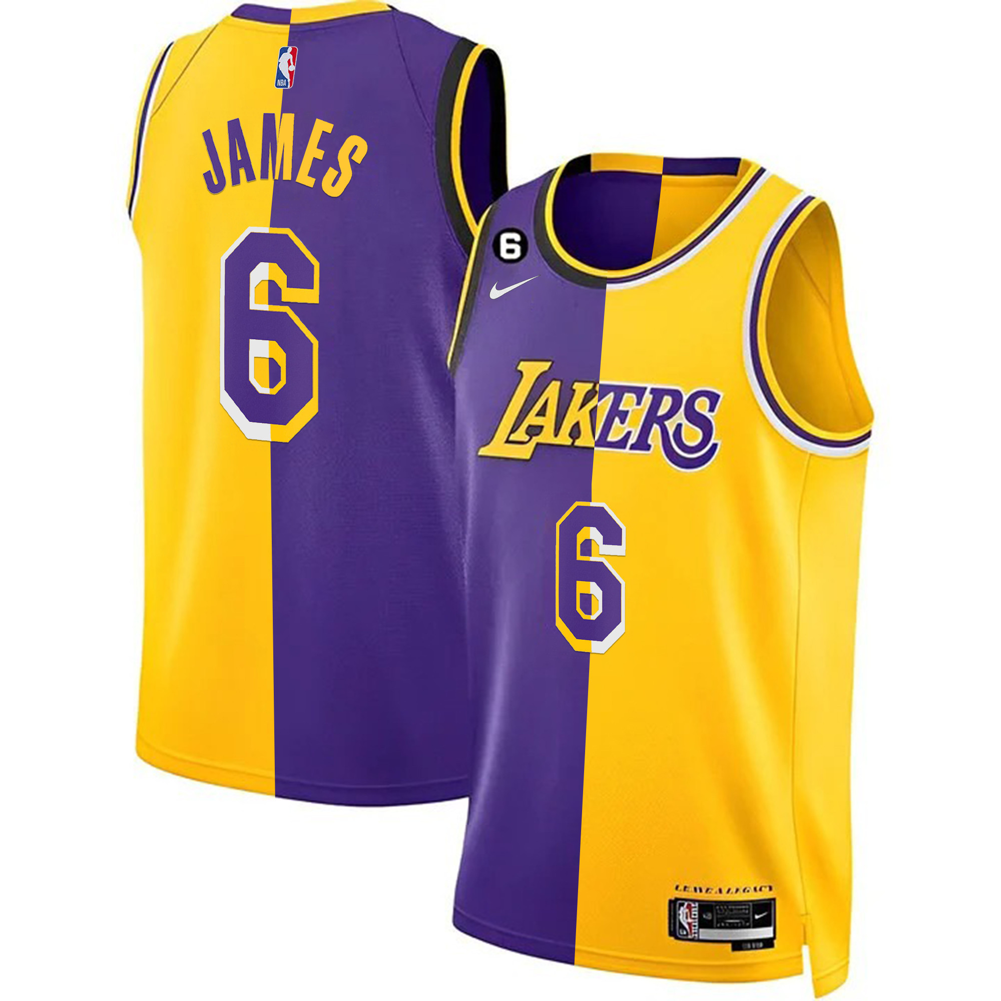 LeBron James Men's Los Angeles Lakers 2023 Split Jersey Collection - All Stitched