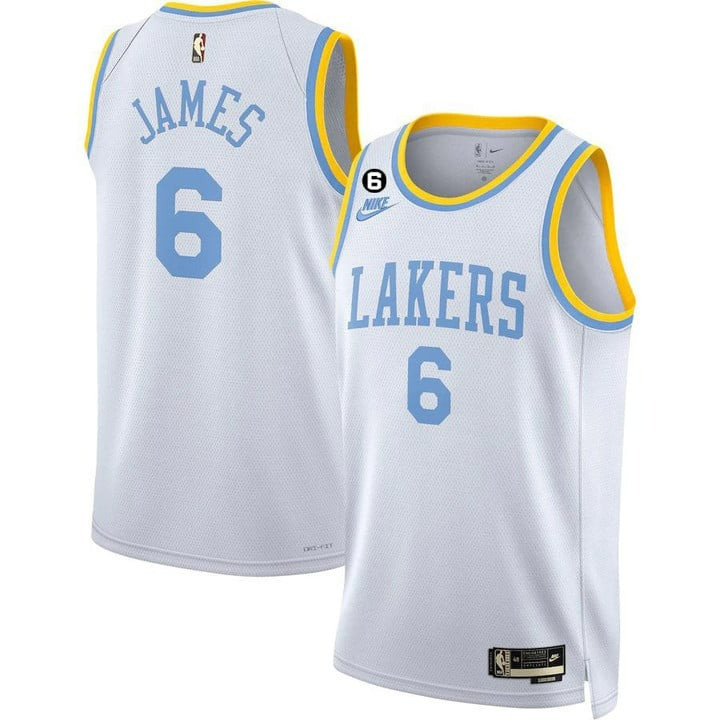 LeBron James Men's Los Angeles Lakers 2023 White Classic Jersey Collection - All Stitched