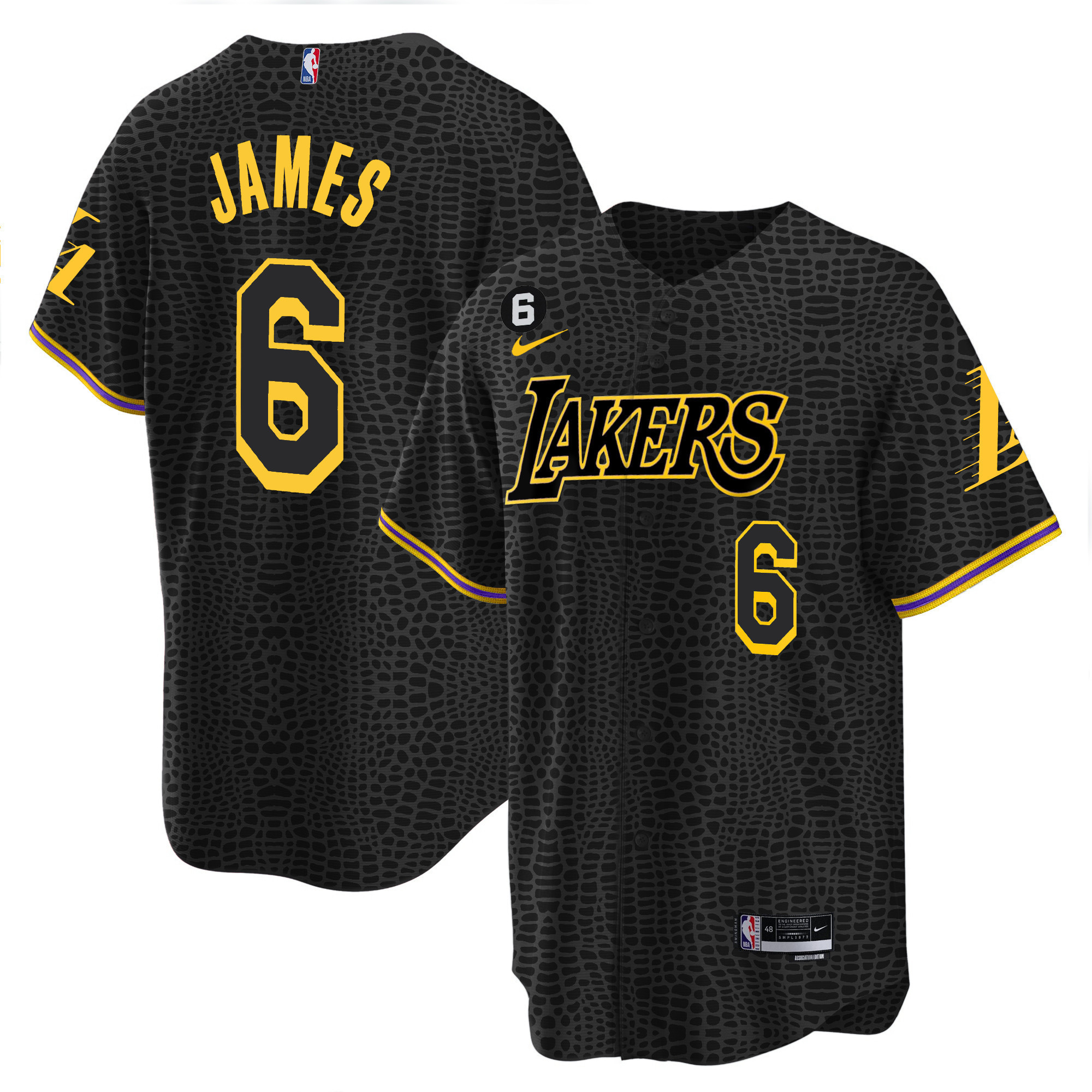 LeBron James Men's Los Angeles Lakers Cool Base Mamba Mamba Jersey - All Stitched