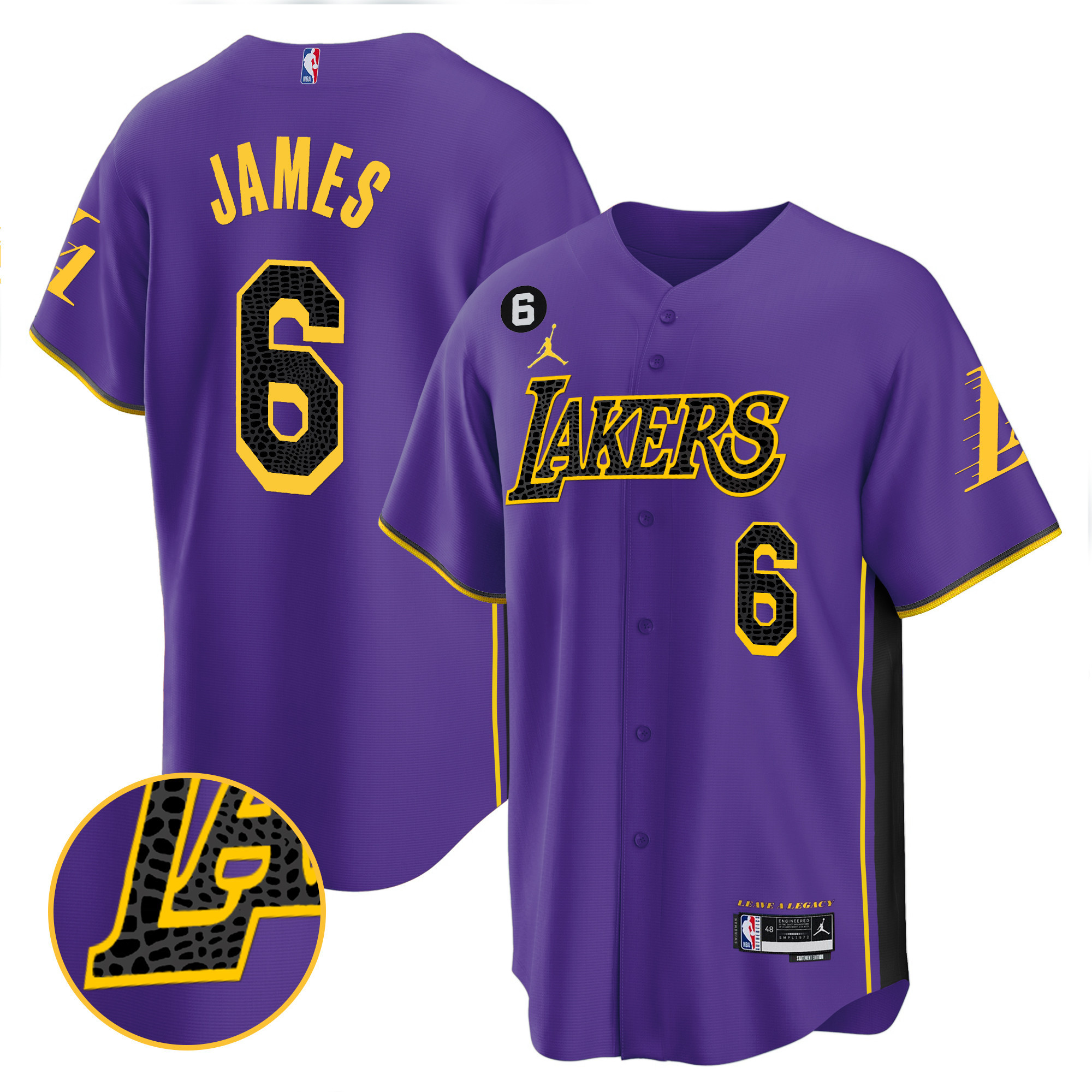 LeBron James Men's Los Angeles Lakers Cool Base Mamba Purple Jersey - All Stitched