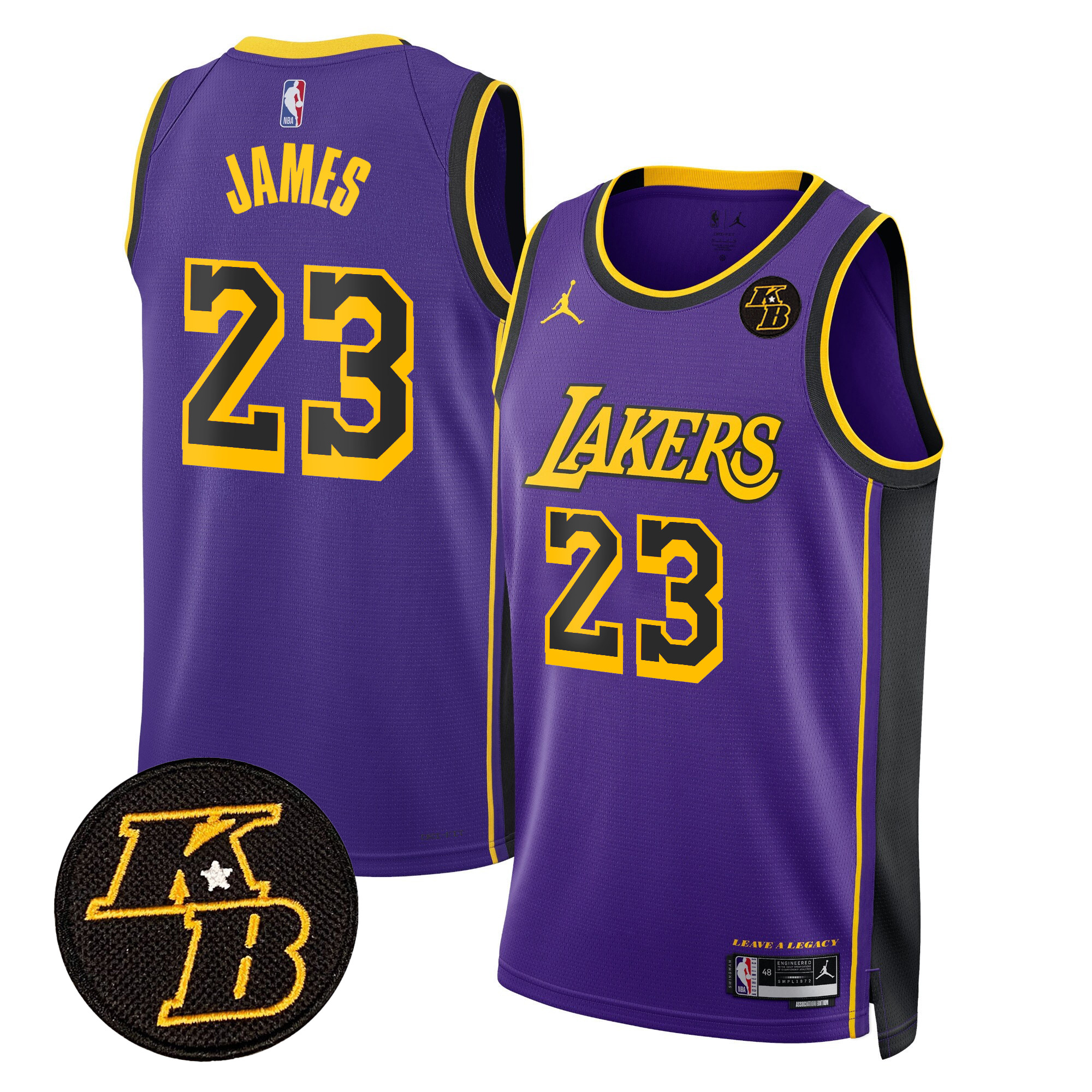 LeBron James Men's Los Angeles Lakers Kobe Bryant Patch Swingman Statement Jersey - All Stitched