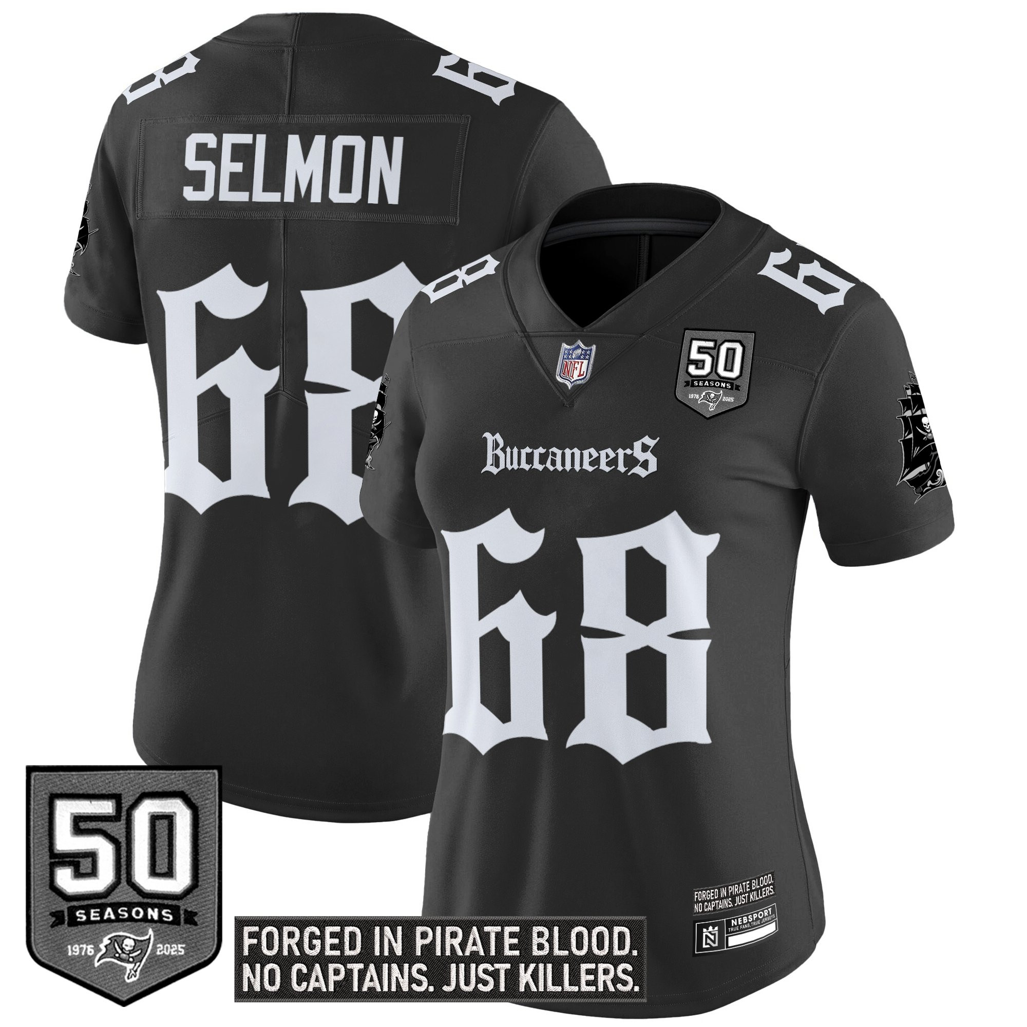 Lee Roy Selmon Women's Tampa Bay Buccaneers Gothic Pirate Shadows Edition Vapor Limited Black Jersey - All Stitched