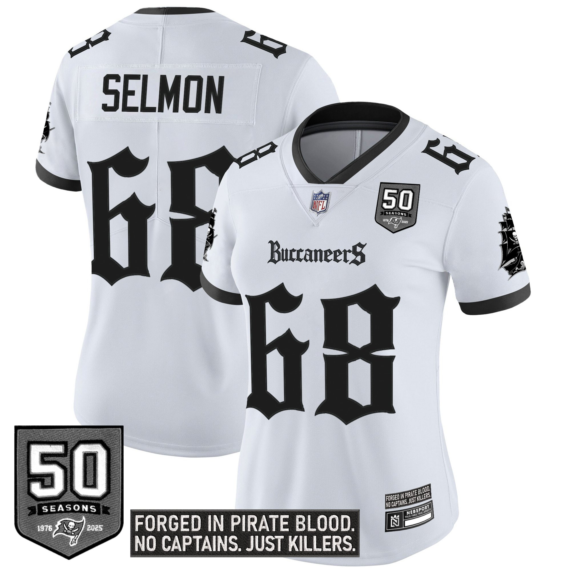Lee Roy Selmon Women's Tampa Bay Buccaneers Gothic Pirate Shadows Edition Vapor Limited White Jersey - All Stitched