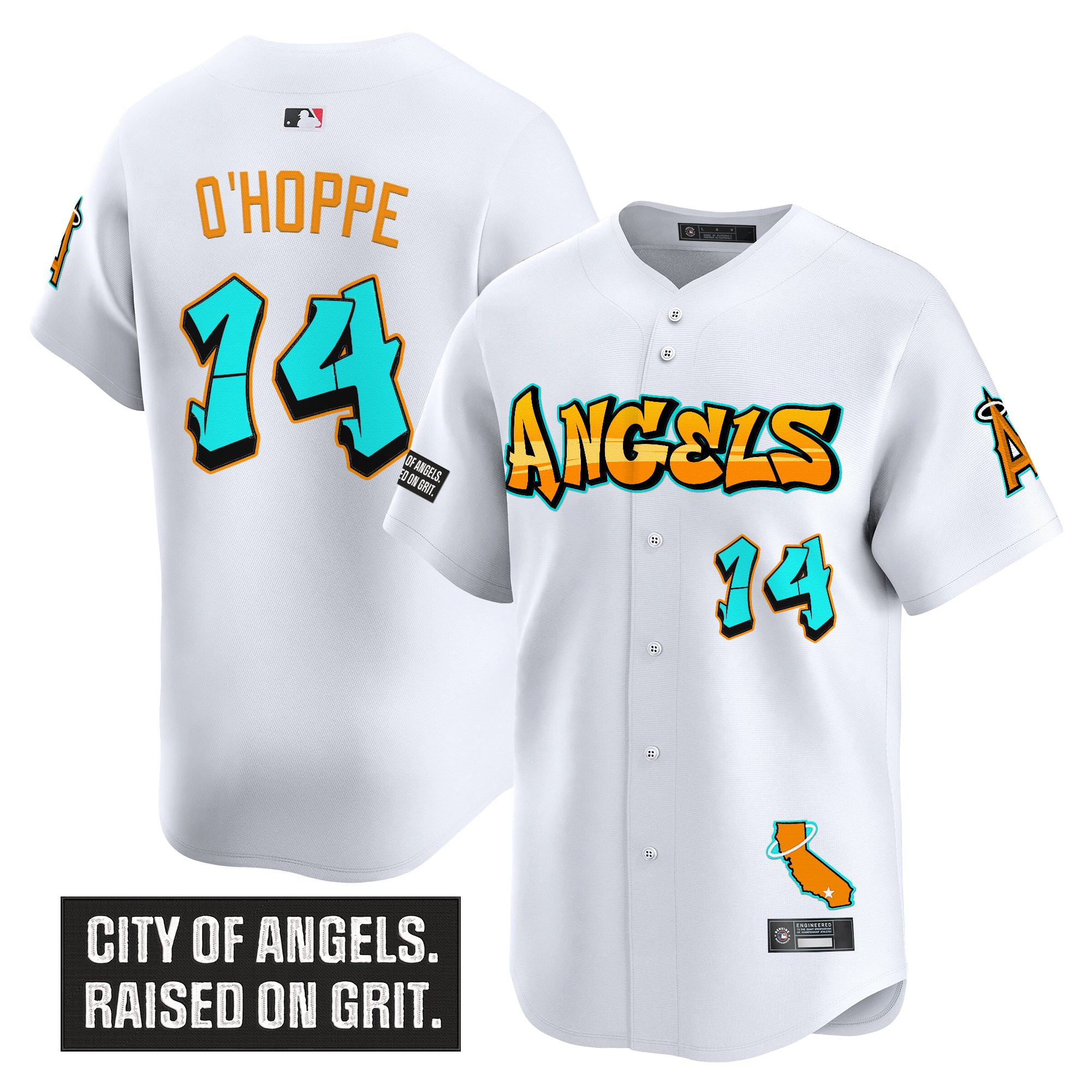 Logan OHoppe Men's Los Angeles Angels Graffiti Halo Drop Edition Vapor Premier Limited White Jersey - All Stitched