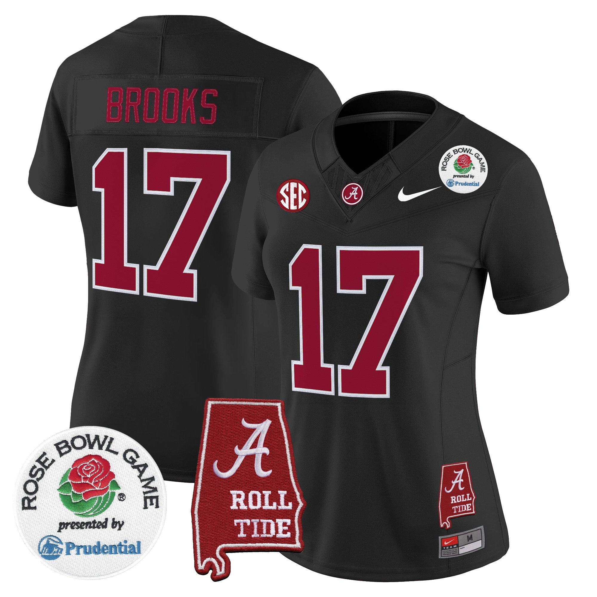 Lotzeir Brooks Women's Alabama Crimson Tide 2026 Rose Bowl Vapor Limited Black Jersey - All Stitched