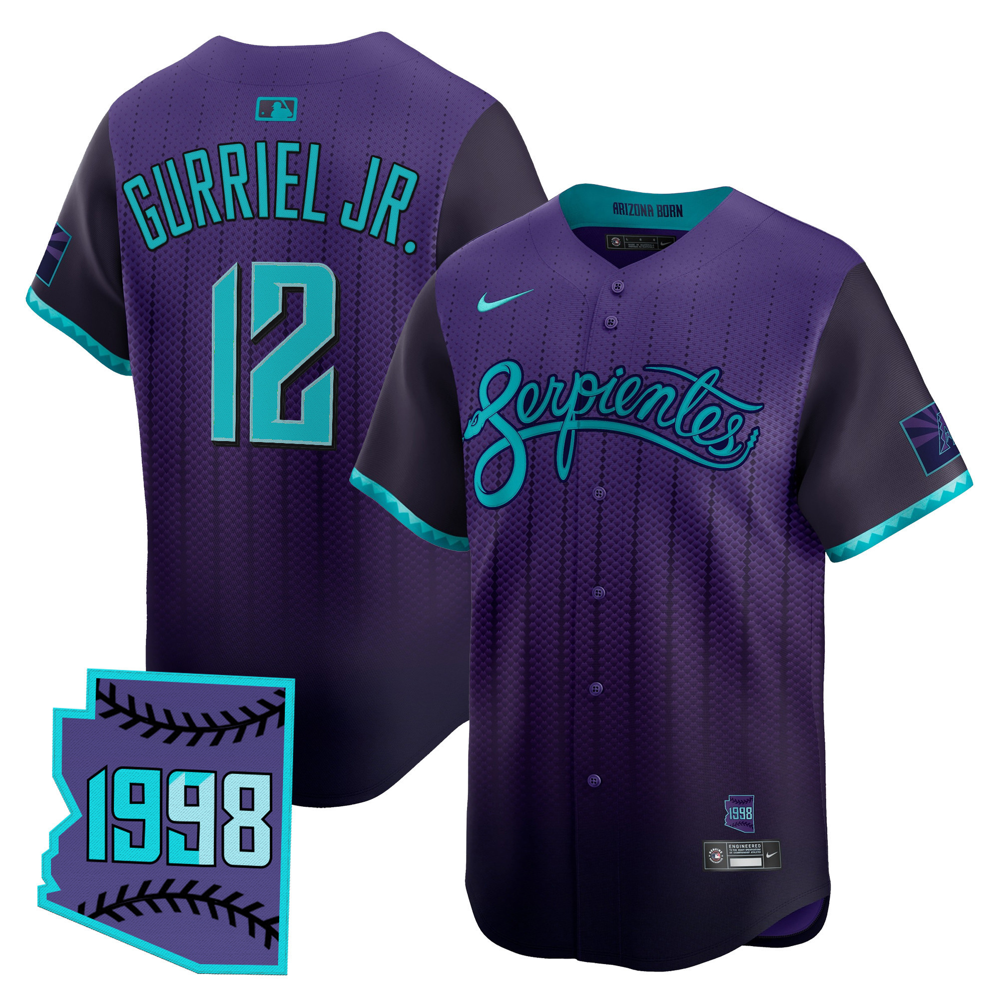 Lourdes Gurriel Jr. Men's Arizona Diamondbacks 2025 City Connect Vapor Premier Limited Purple Jersey V2 - Stitched