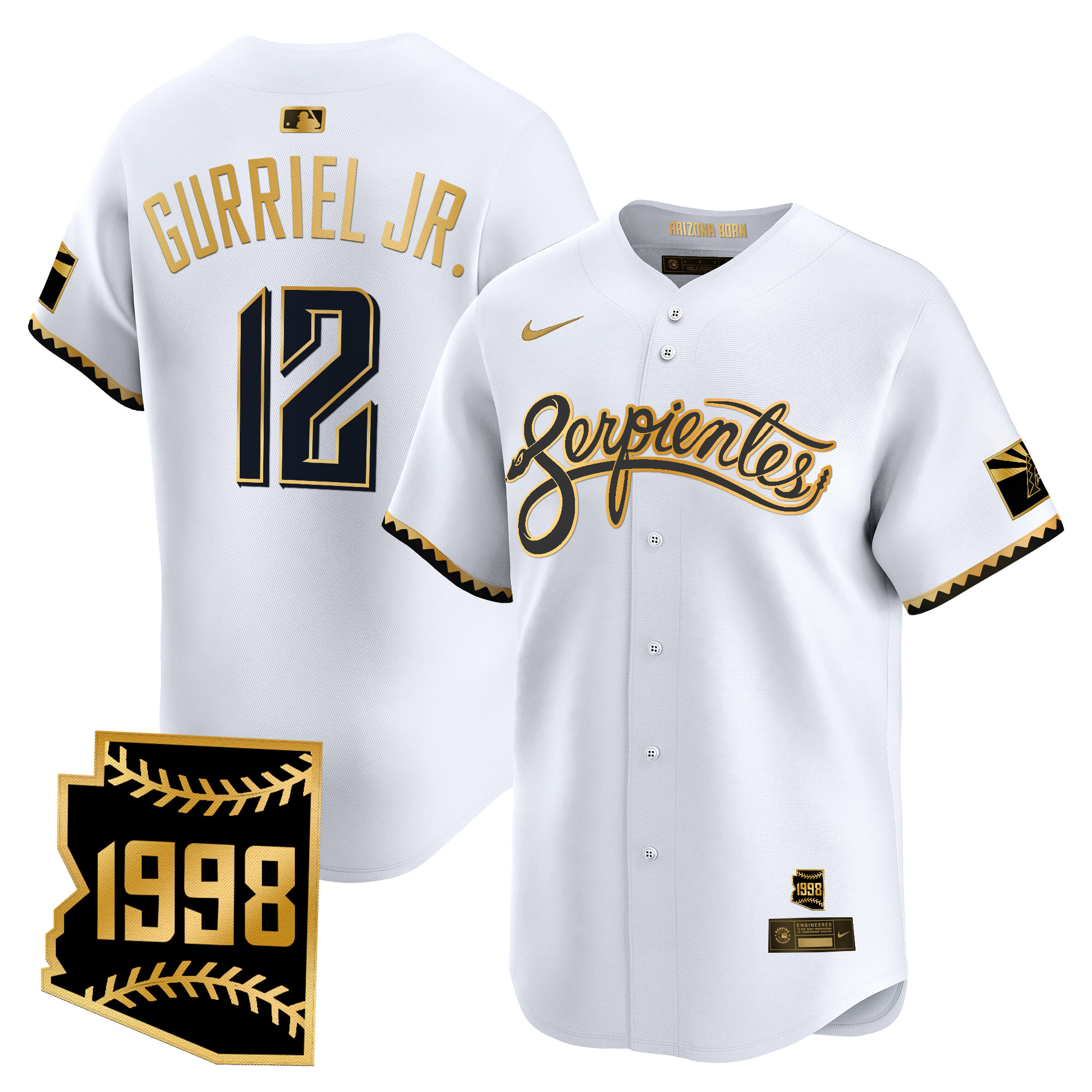 Lourdes Gurriel Jr. Men's Arizona Diamondbacks 2025 City Connect Vapor Premier Limited White Gold Jersey V2 - Stitched
