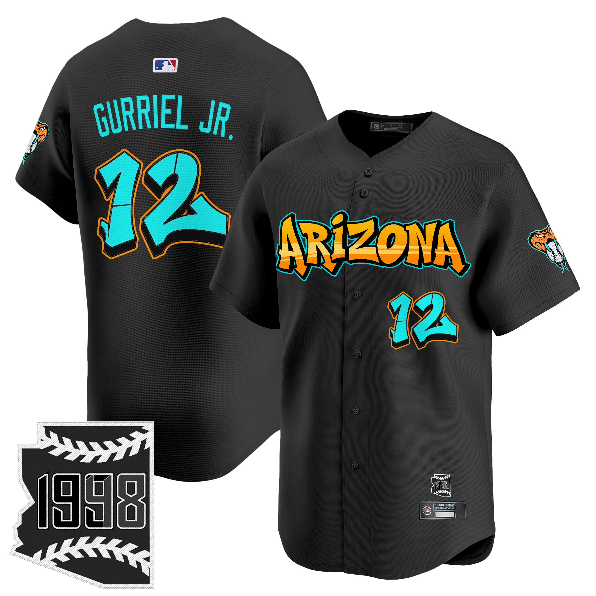 Lourdes Gurriel Jr. Men's Arizona Diamondbacks 'Graffiti Desert Ink Edition Vapor Premier Limited Black Jersey - All Stitched