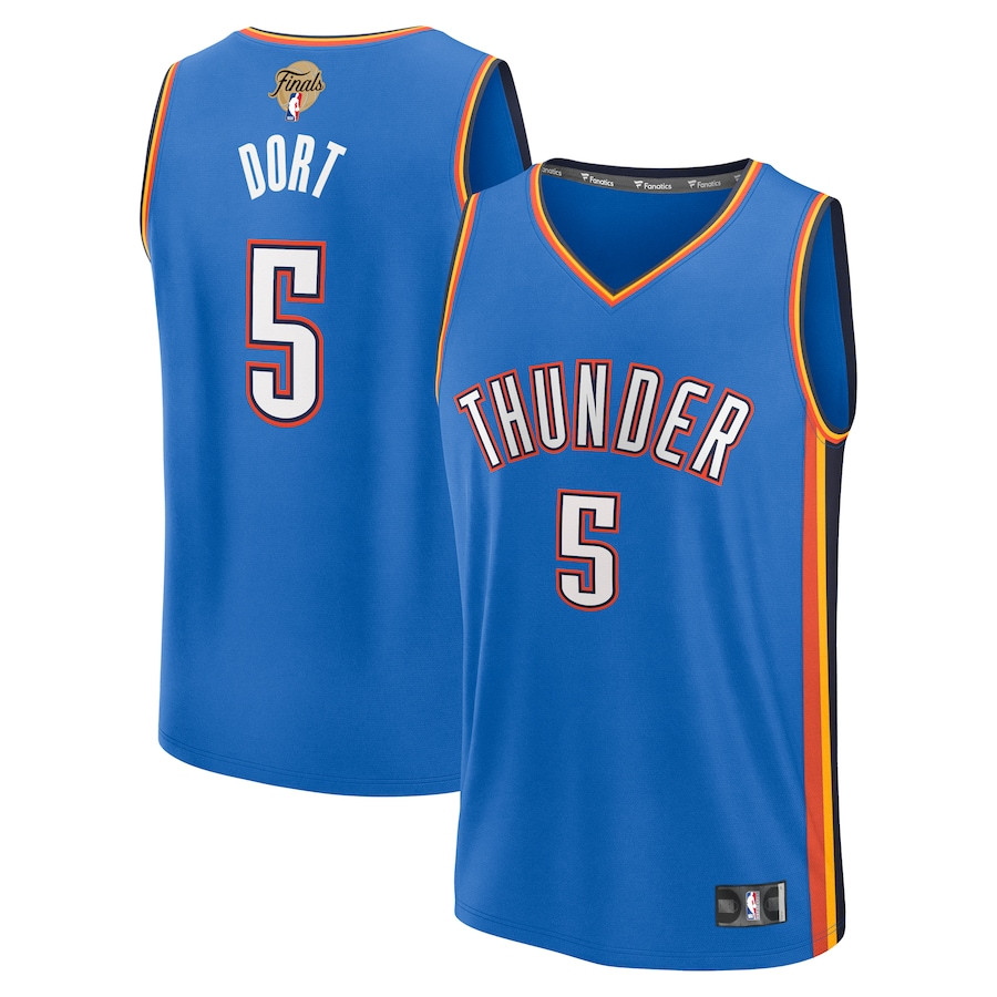 Luguentz Dort Men's Oklahoma City Thunder Blue 2025 NBA Finals Fast Break Men Jersey - All Stitched