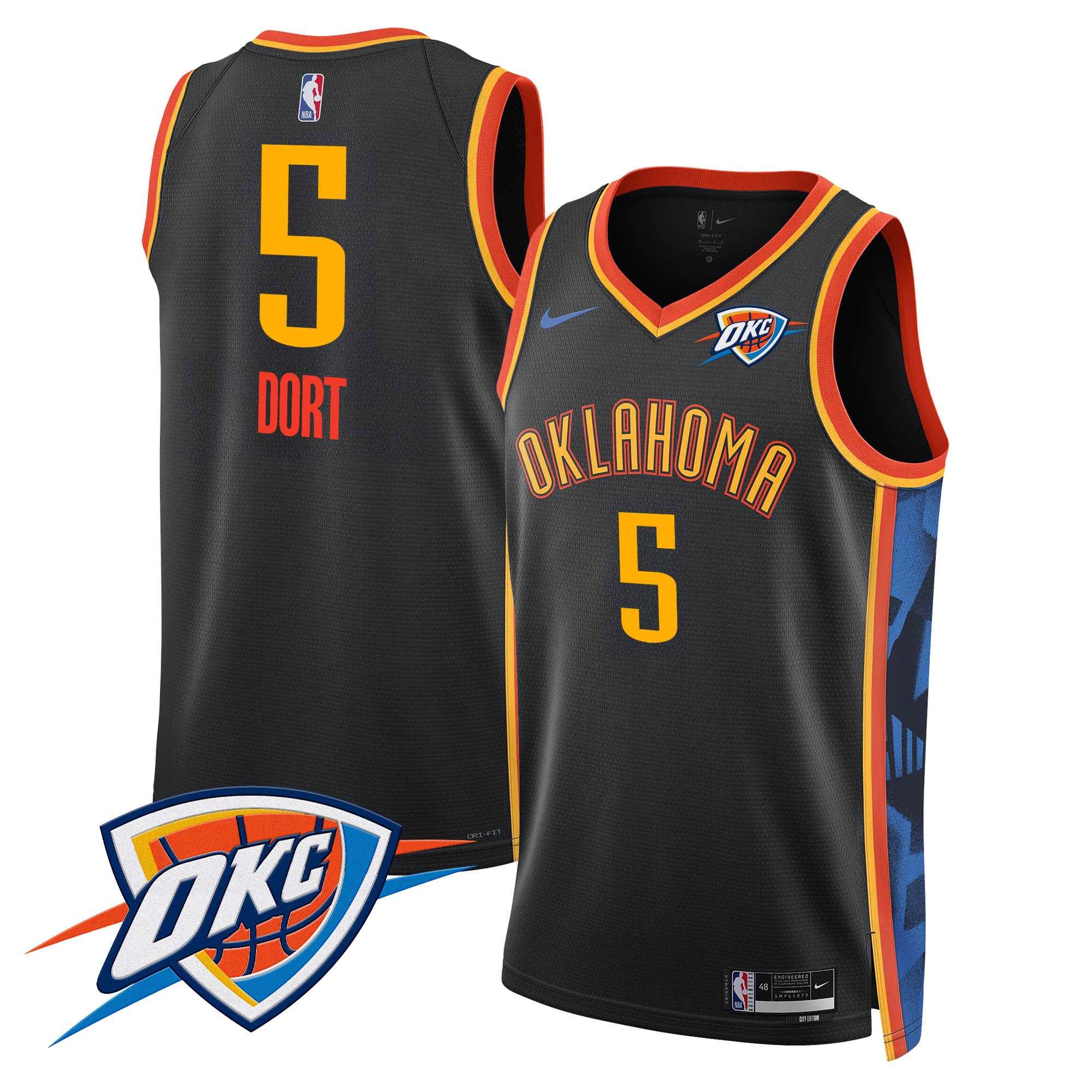Luguentz Dort Men's Oklahoma City Thunder Swingman 24/25 City Jersey V2 - All Stitched