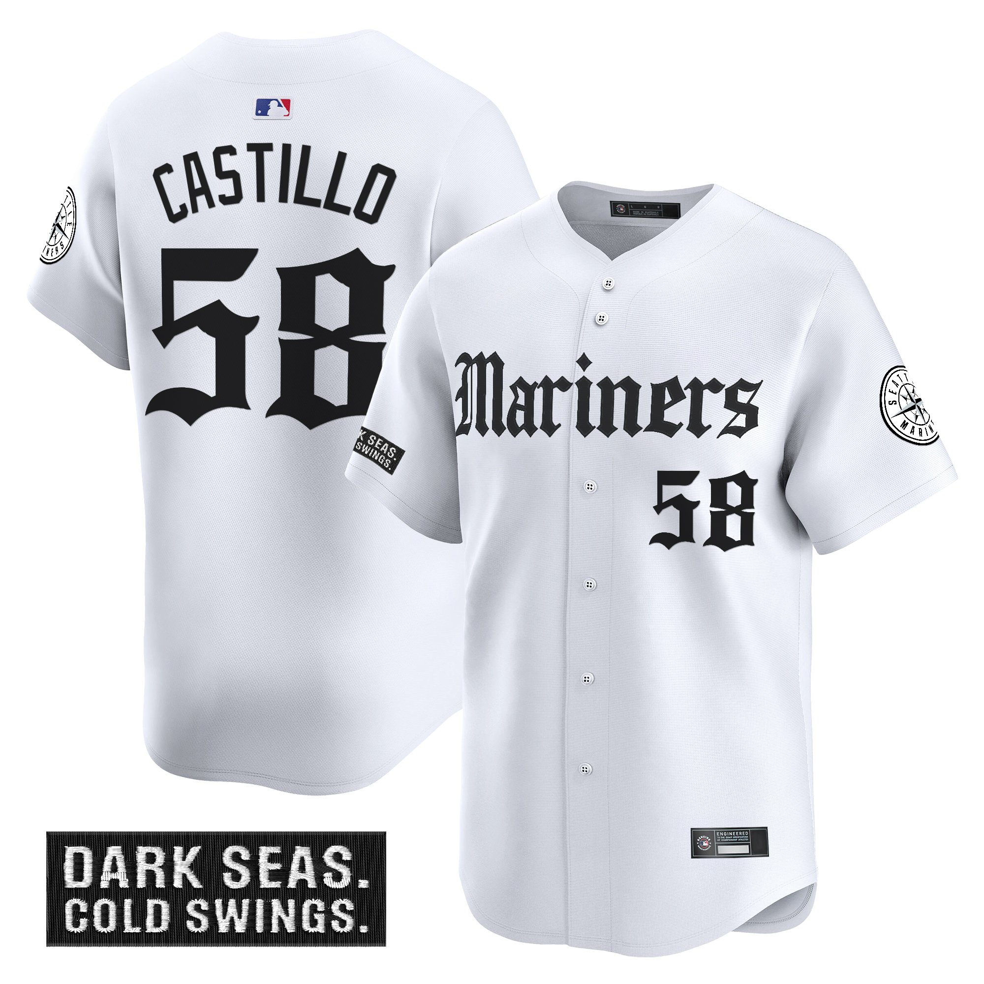 Luis Castillo Men's Seattle Mariners 'Deep Sea Gothic Edition Vapor Premier Limited White Jersey V2 - All Stitched