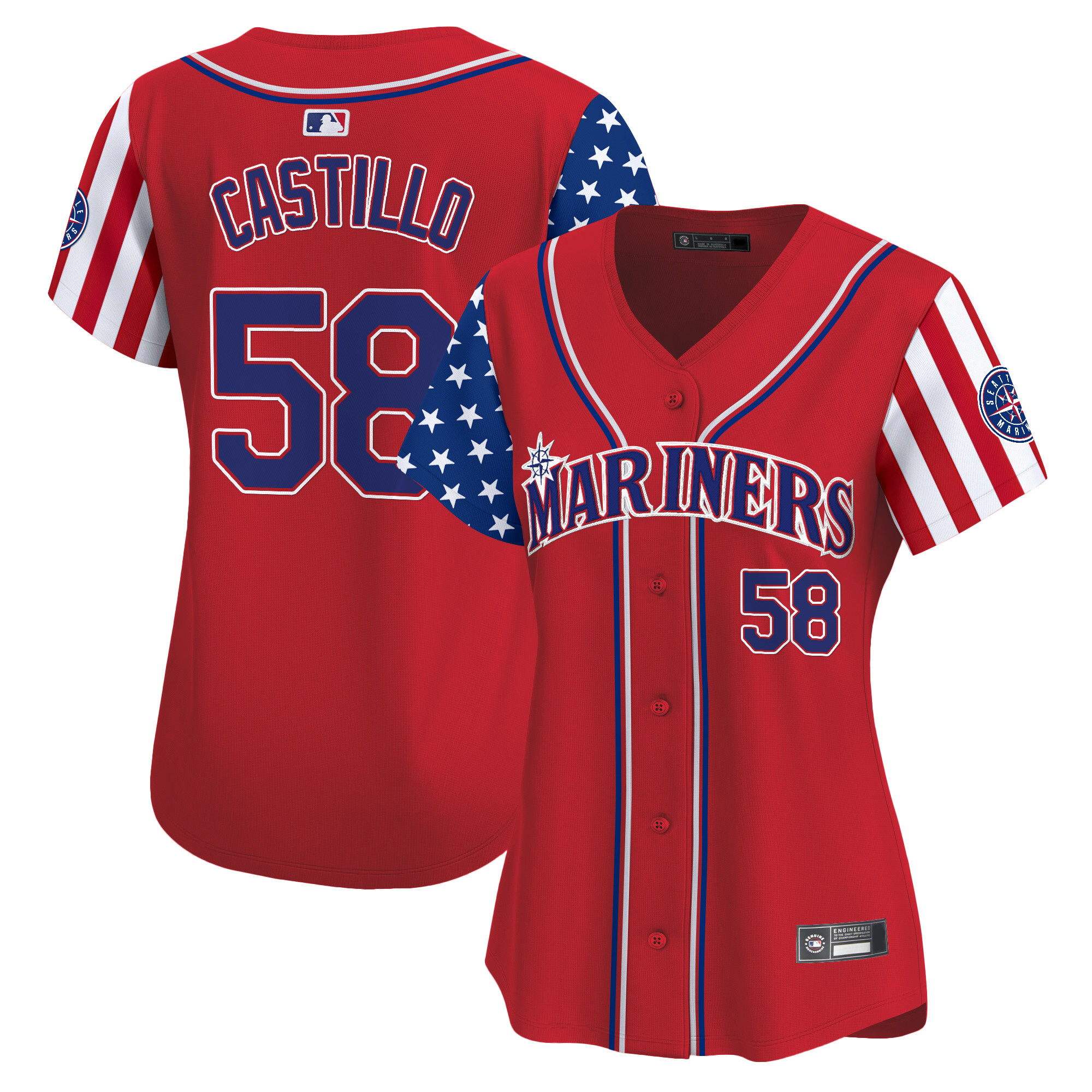 Luis Castillo Women's Seattle Mariners 2025 Independence Day Vapor Premier Limited Red Jersey - All Stitched