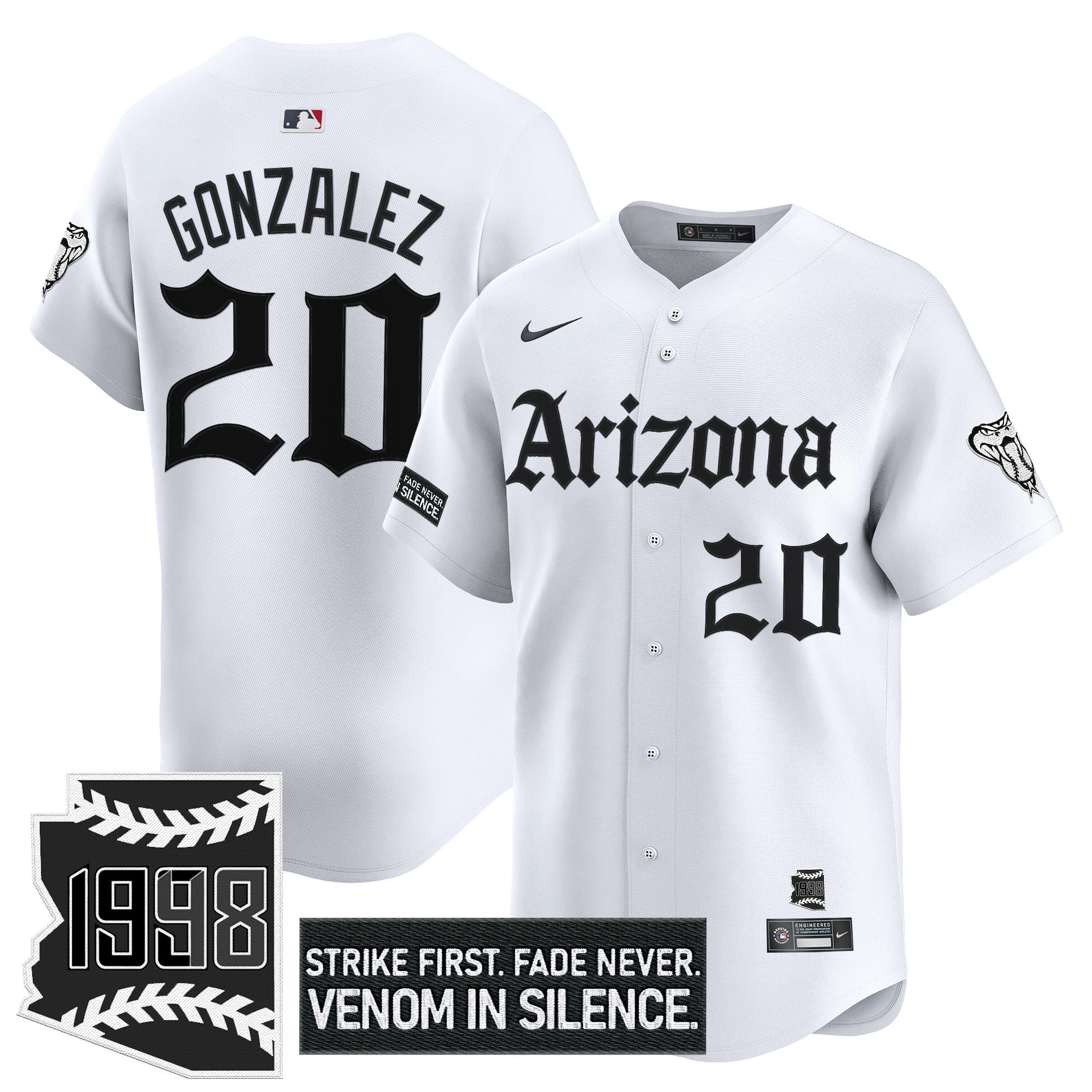 Luis Gonzalez Men's Arizona Diamondbacks Gothic Desert Fang Edition Vapor Premier Limited White Jersey - All Stitched