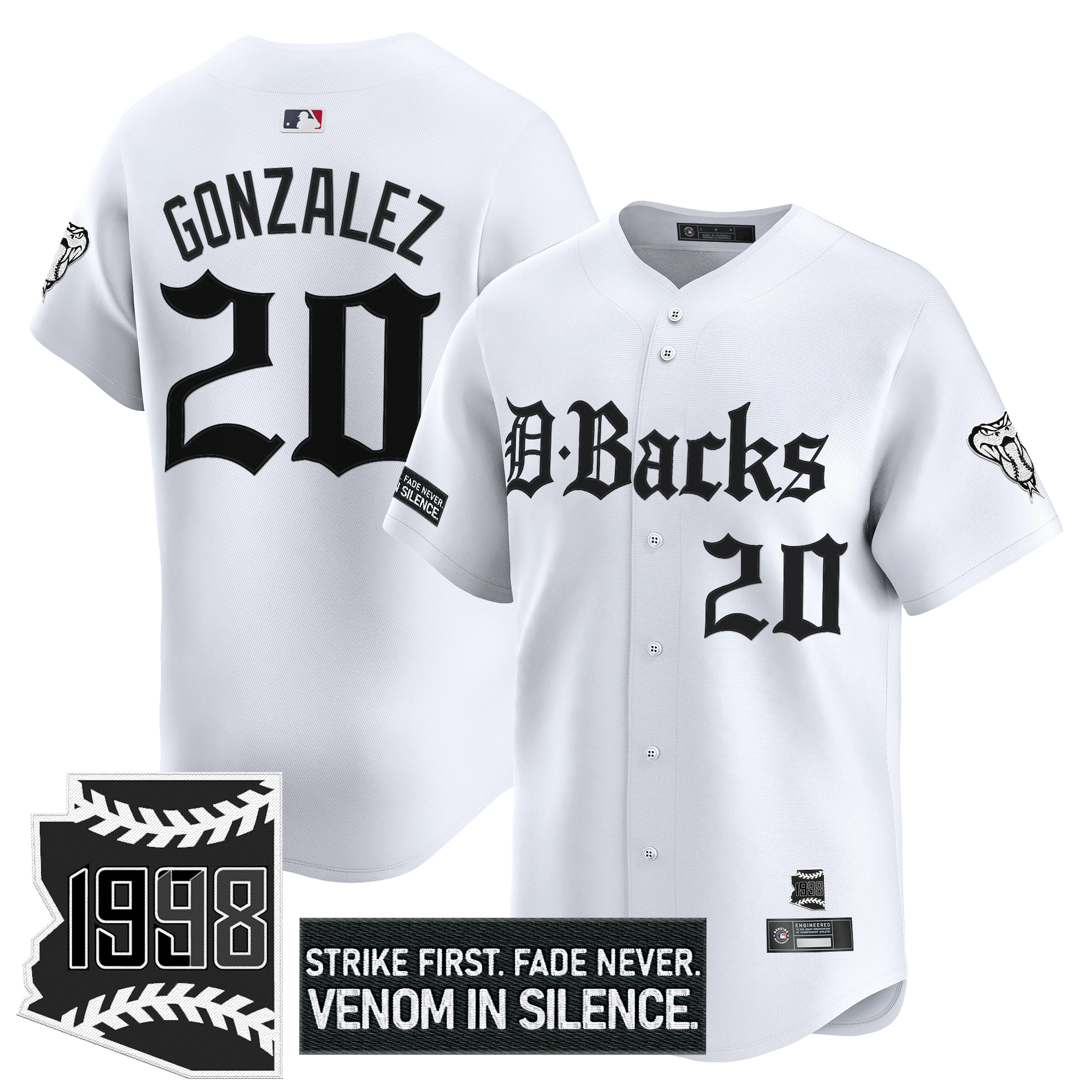Luis Gonzalez Men's Arizona Diamondbacks Gothic Desert Fang Edition Vapor Premier Limited White Jersey V2 - All Stitched