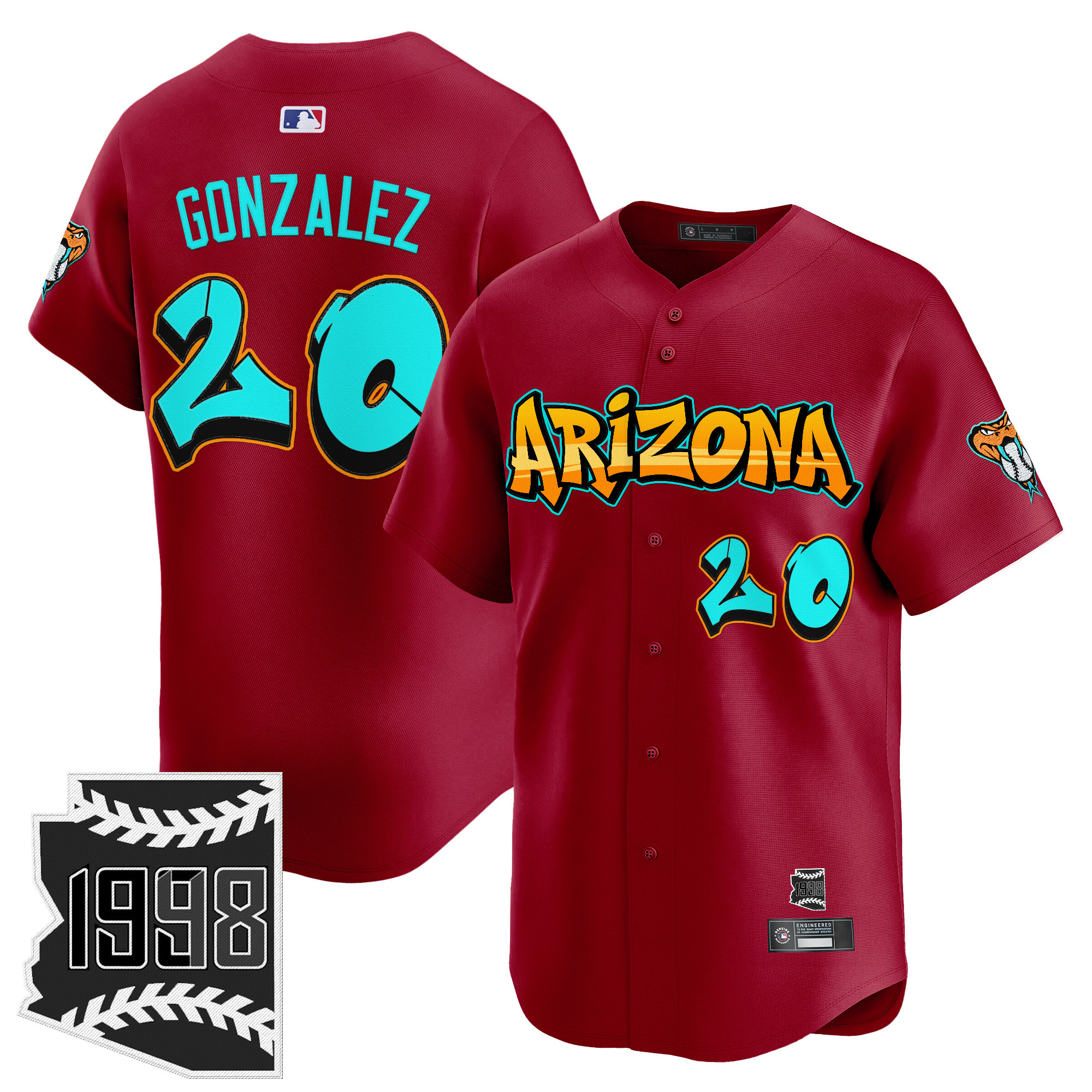 Luis Gonzalez Men's Arizona Diamondbacks Graffiti Desert Ink Edition Vapor Premier Limited Red Jersey - All Stitched