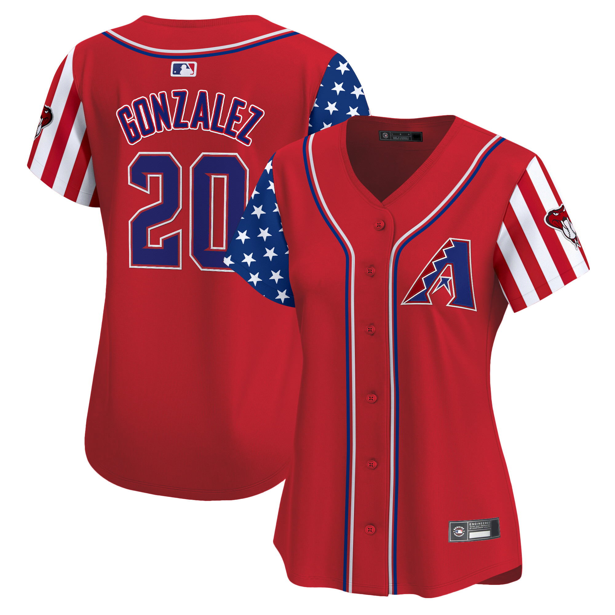 Luis Gonzalez Women's Arizona Diamondbacks 2025 Independence Day Vapor Premier Limited Red Jersey - All Stitched