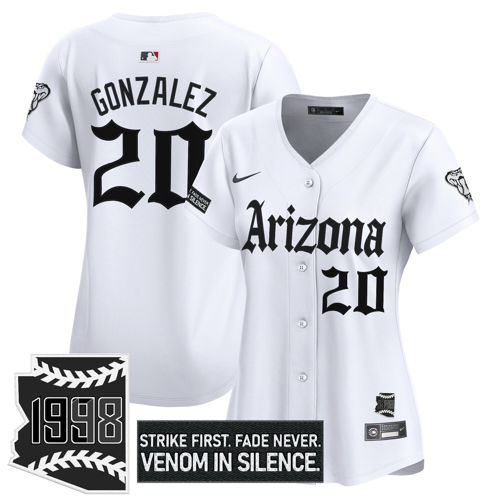 Luis Gonzalez Women's Arizona Diamondbacks Gothic Desert Fang Edition Vapor Premier Limited White Jersey - All Stitched