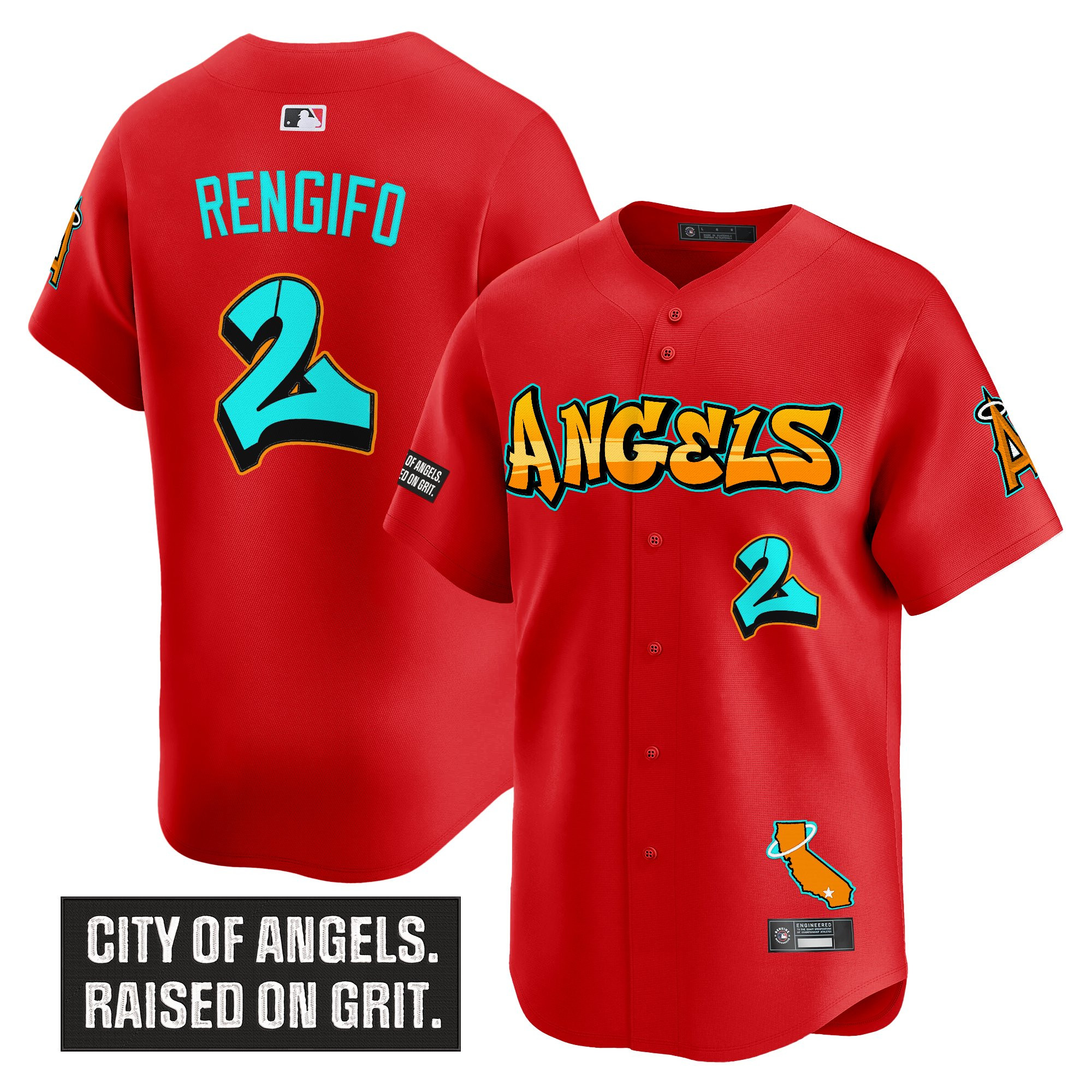 Luis Rengifo Men's Los Angeles Angels Graffiti Halo Drop Edition Vapor Premier Limited Red Jersey - All Stitched