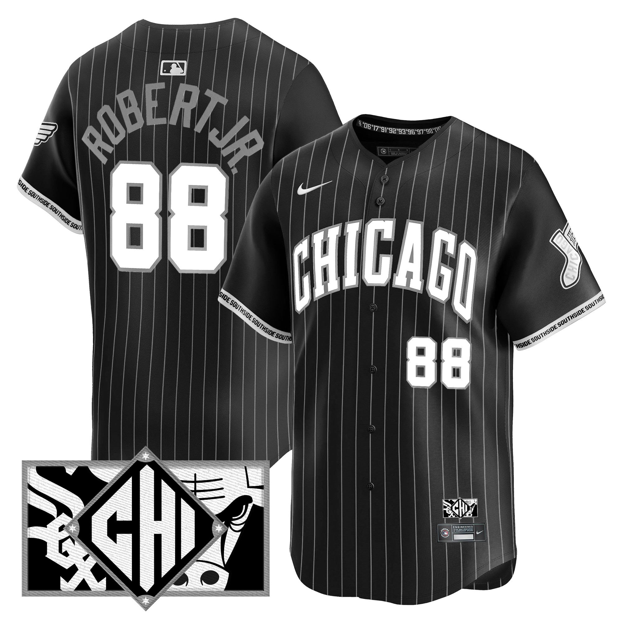 Luis Robert Jr. Men's Chicago White Sox 2025 City Connect Vapor Premier Limited Black (B&W) Jersey - All Stitched