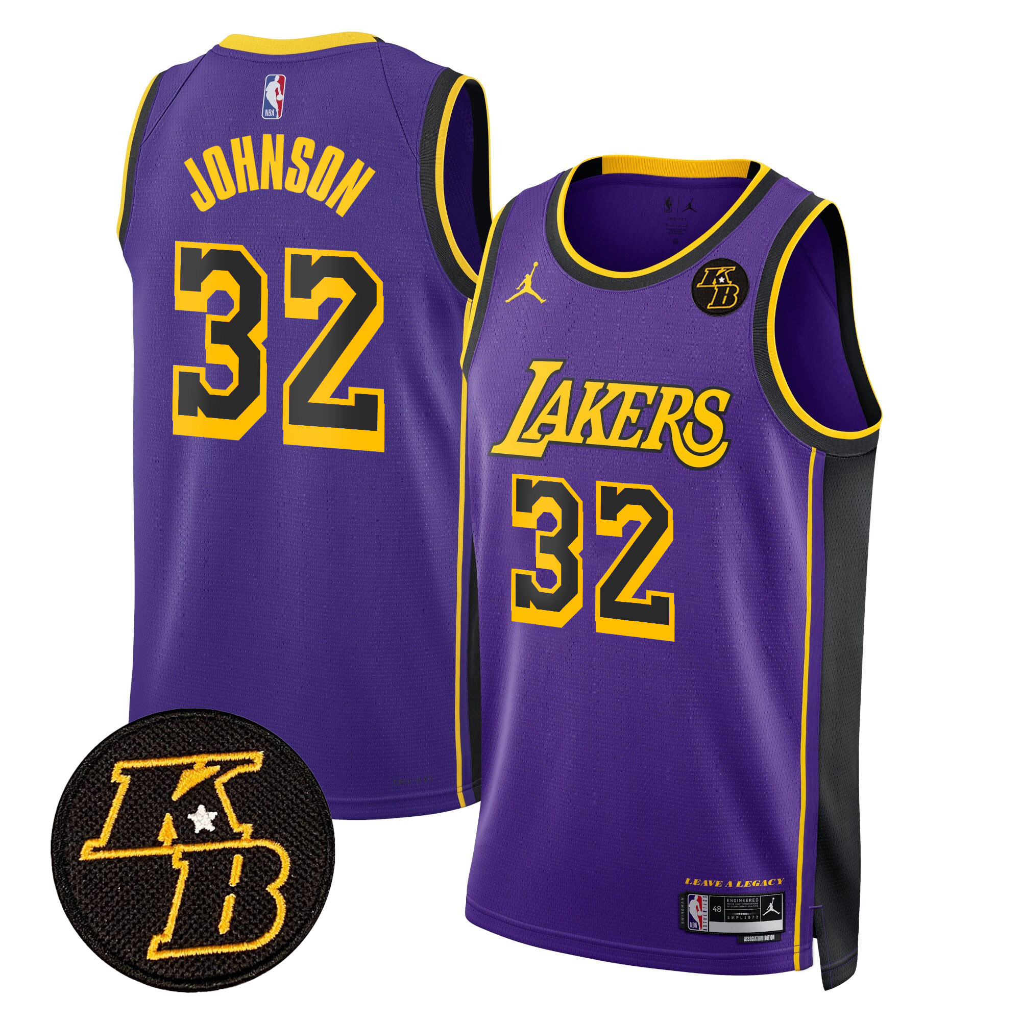 Magic Johnson Men's Los Angeles Lakers Kobe Bryant Patch Swingman Statement Jersey - All Stitched
