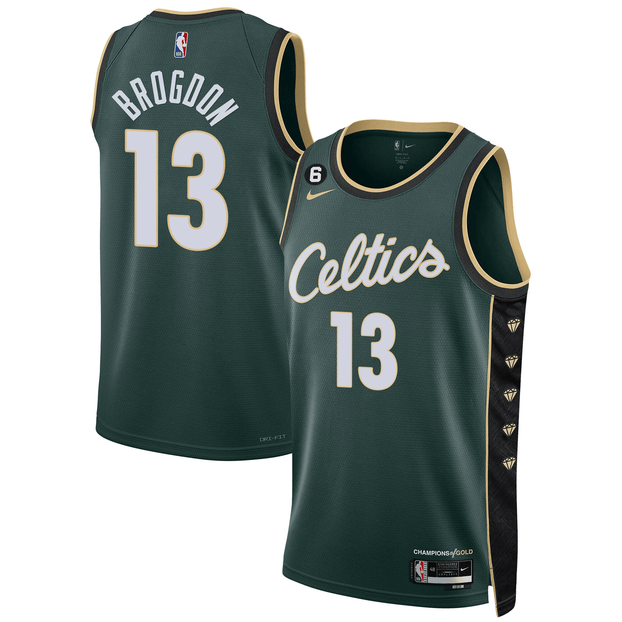 Malcolm Brogdon Men's Boston Celtics Bill Russell Patch Collection City Jersey - All Stitched