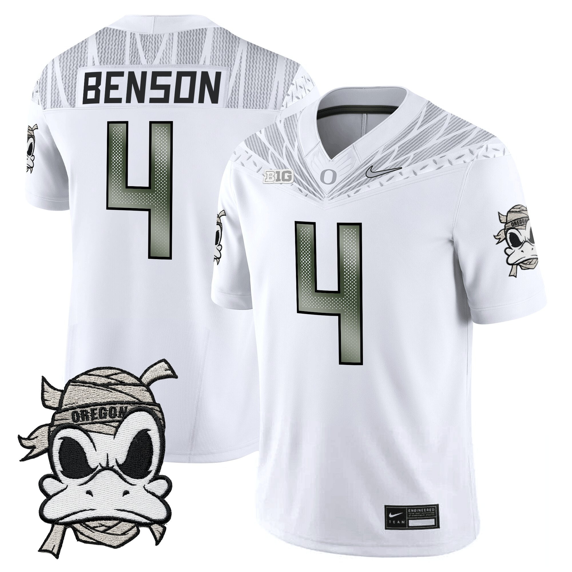Malik Benson Youth's Oregon Ducks 2025 Mummy Duck Vapor Limited White Jersey - All Stitched