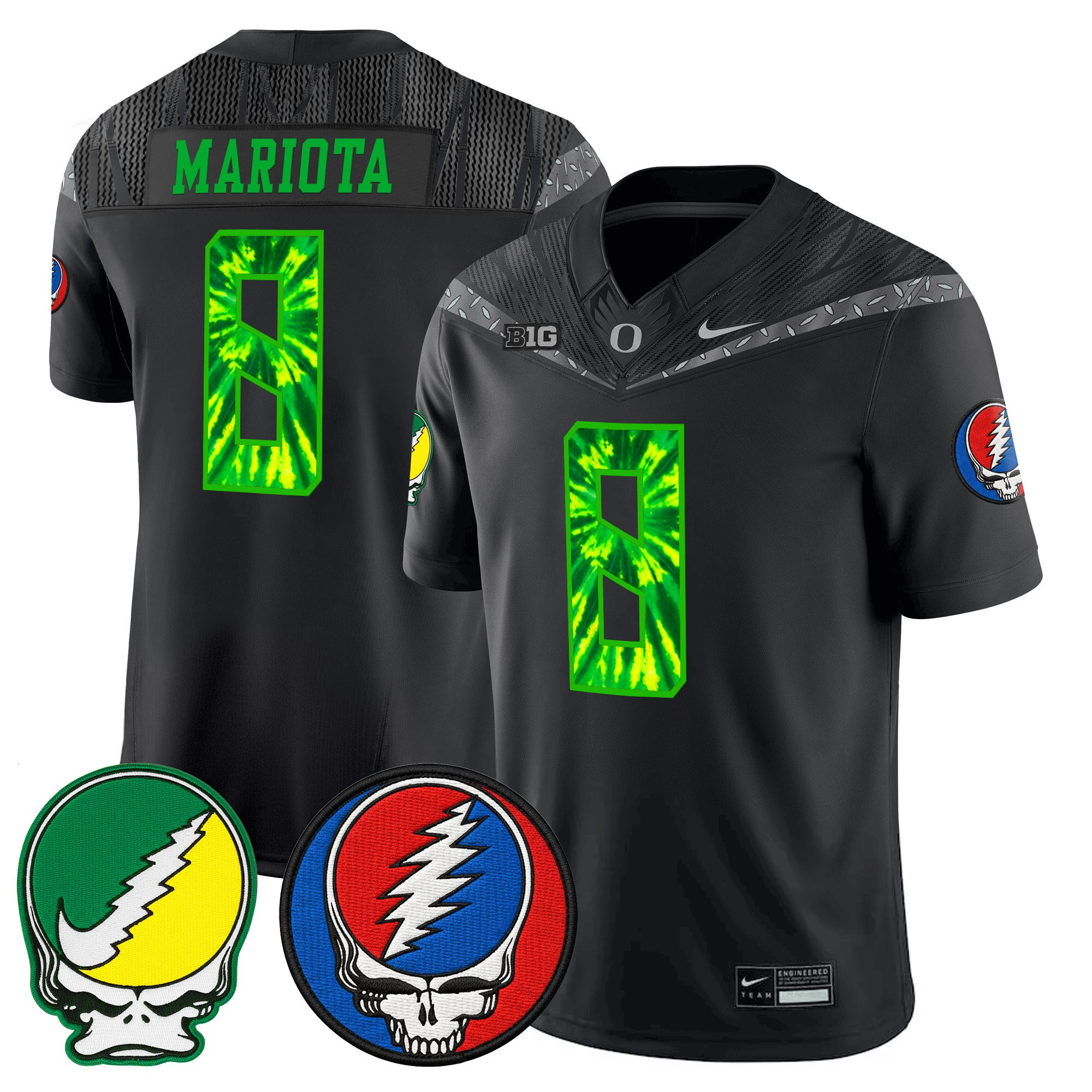 Marcus Mariota Men's Oregon Ducks 2025 Grateful Ducks x Grateful Dead Vapor Limited Black Jersey - All Stitched