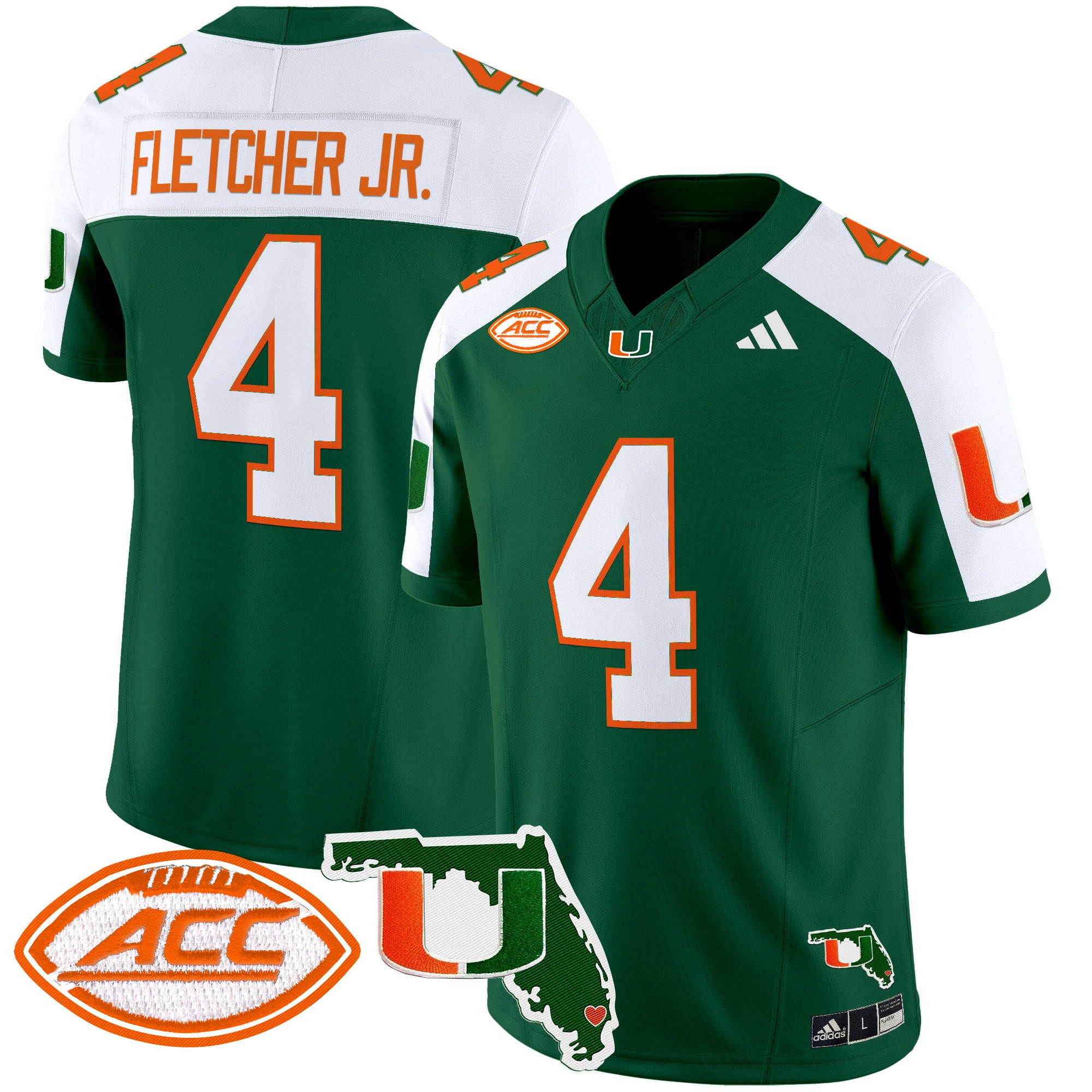 Mark Fletcher Jr. Men's Miami Hurricanes 2025 Florida Patch Vapor Limited Green Alternate Jersey - All Stitched