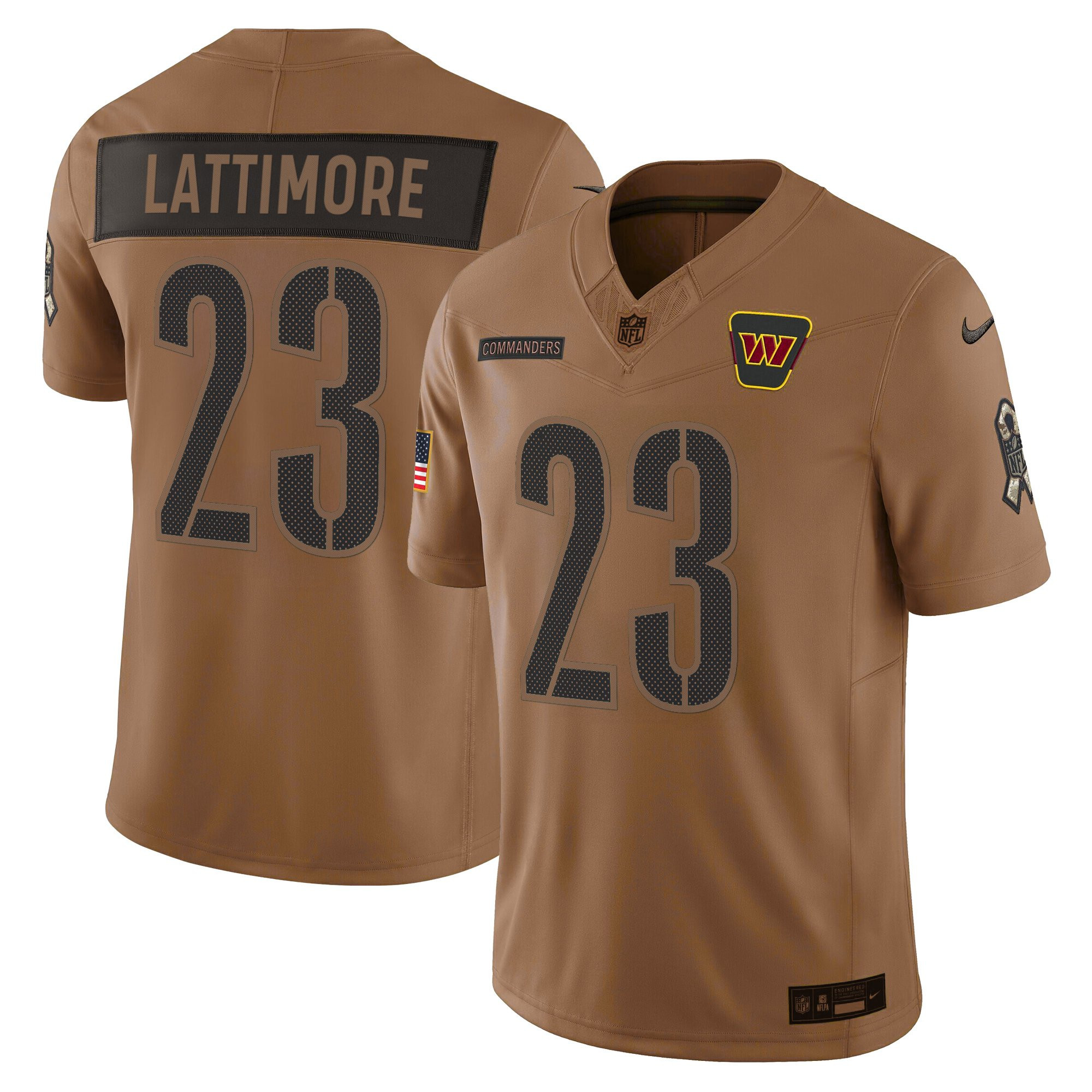 Marshon Lattimore Men's Washington Commanders 2025 Salute to Service Vapor Limited Brown Jersey - All Stitched