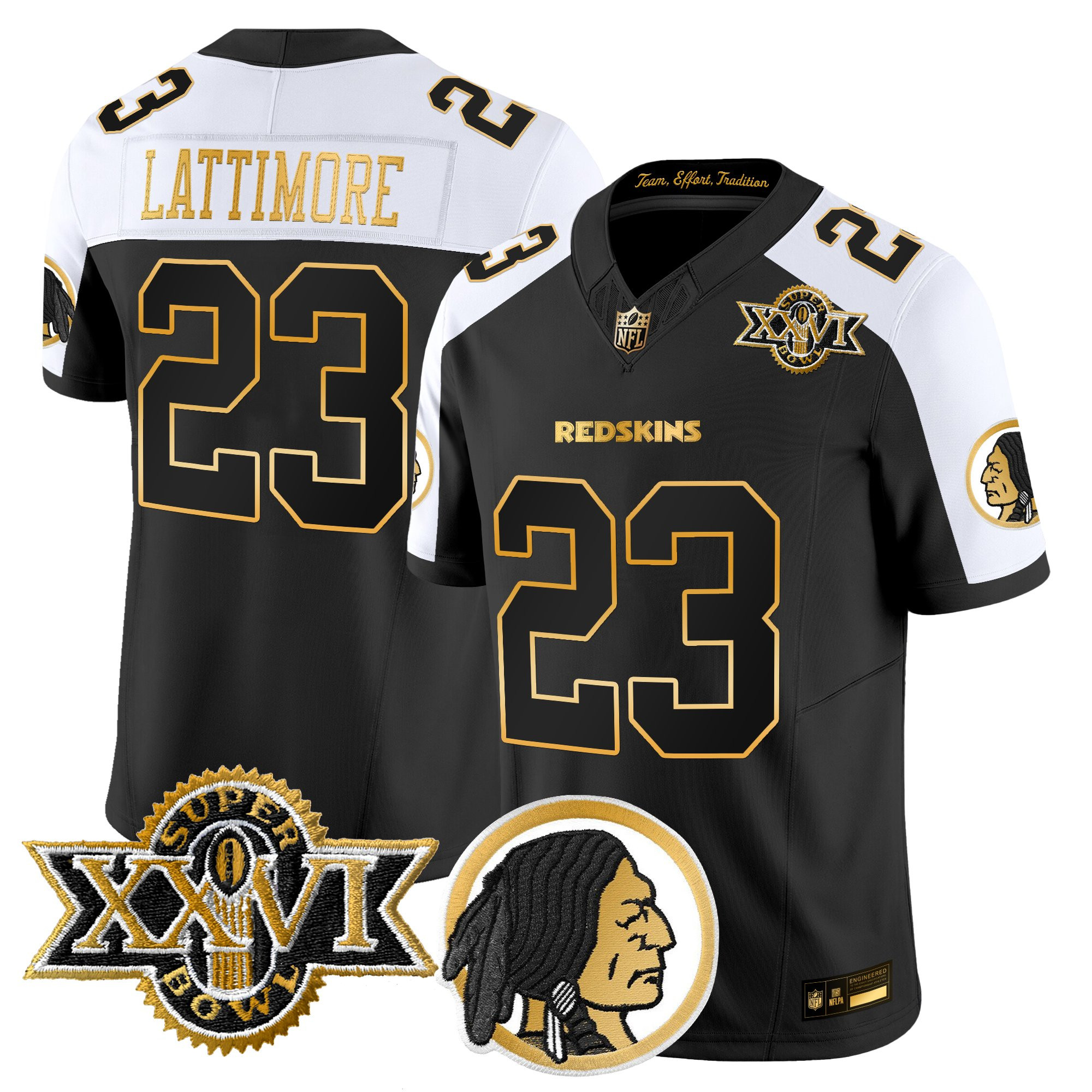Marshon Lattimore Men's Washington Commanders Throwback 1992 Super Bowl XXVI Patch Gold Vapor Limited Alternate Jersey - All Stitched