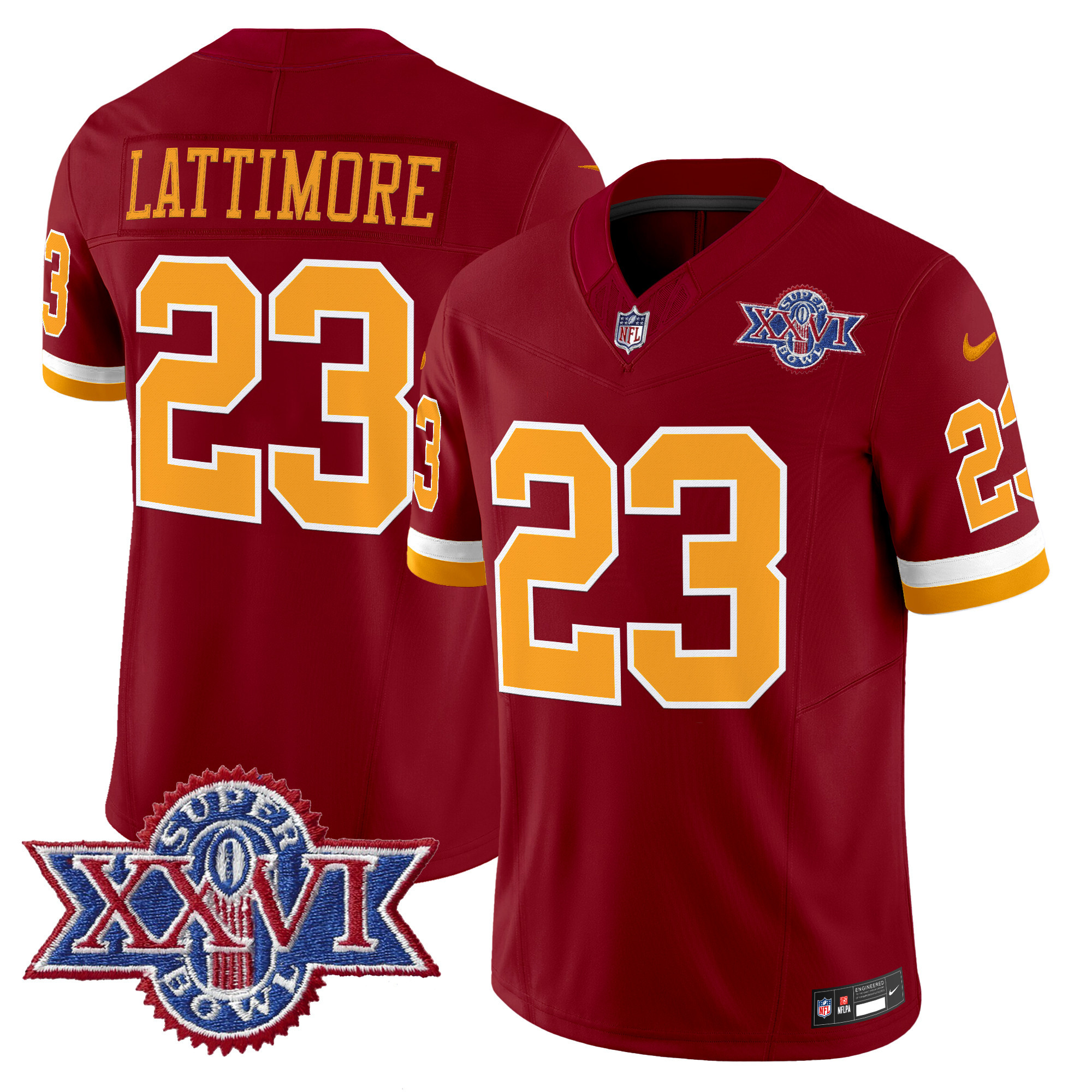 Marshon Lattimore Men's Washington Commanders Throwback 1992 Super Bowl XXVI Patch Vapor Limited Burgundy Jersey - All Stitched